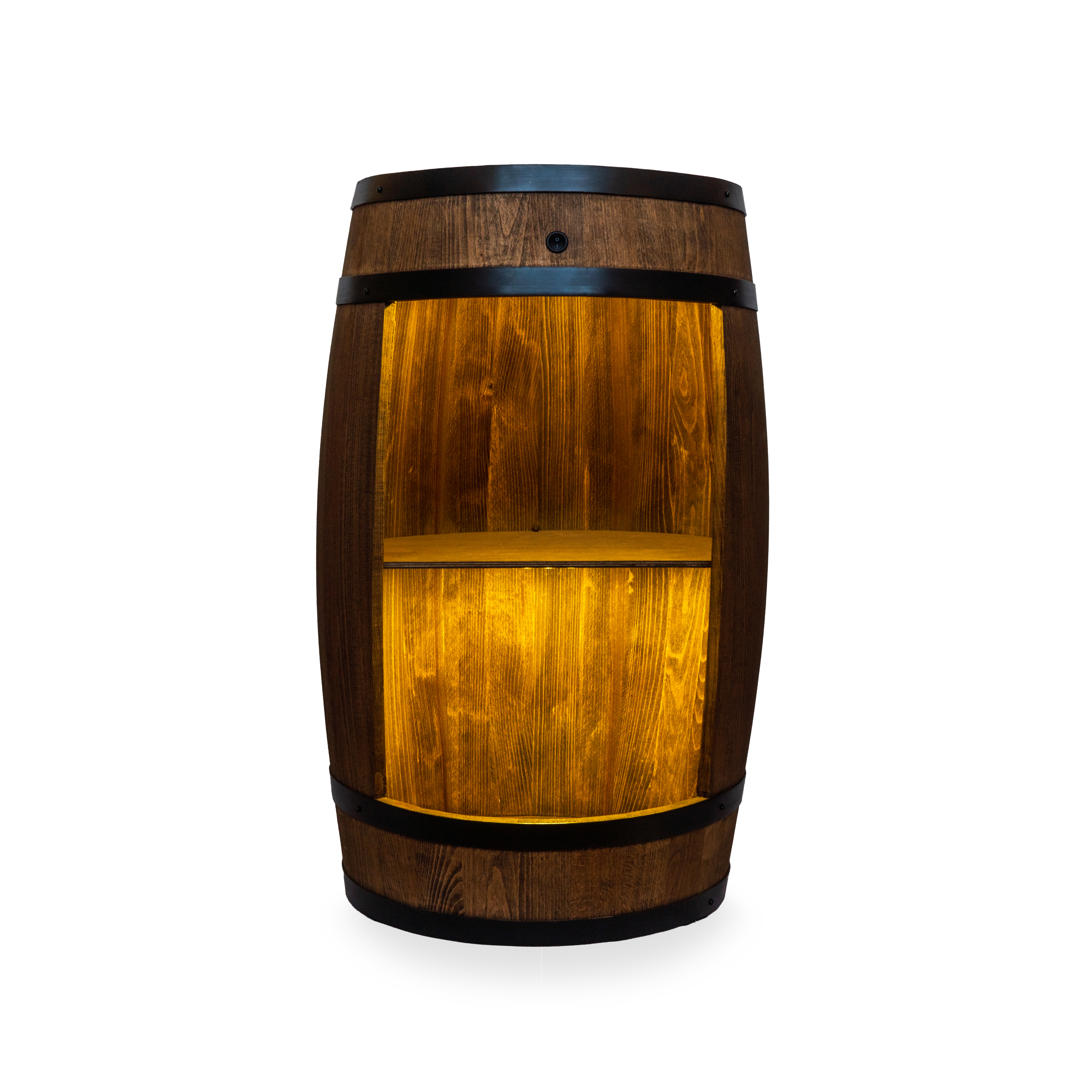 Holzfass in Farbton Wenge mit Türen in heller Eichenoptik Hausbar mit LED Weinfass - Hausbar Holz  80 cm
