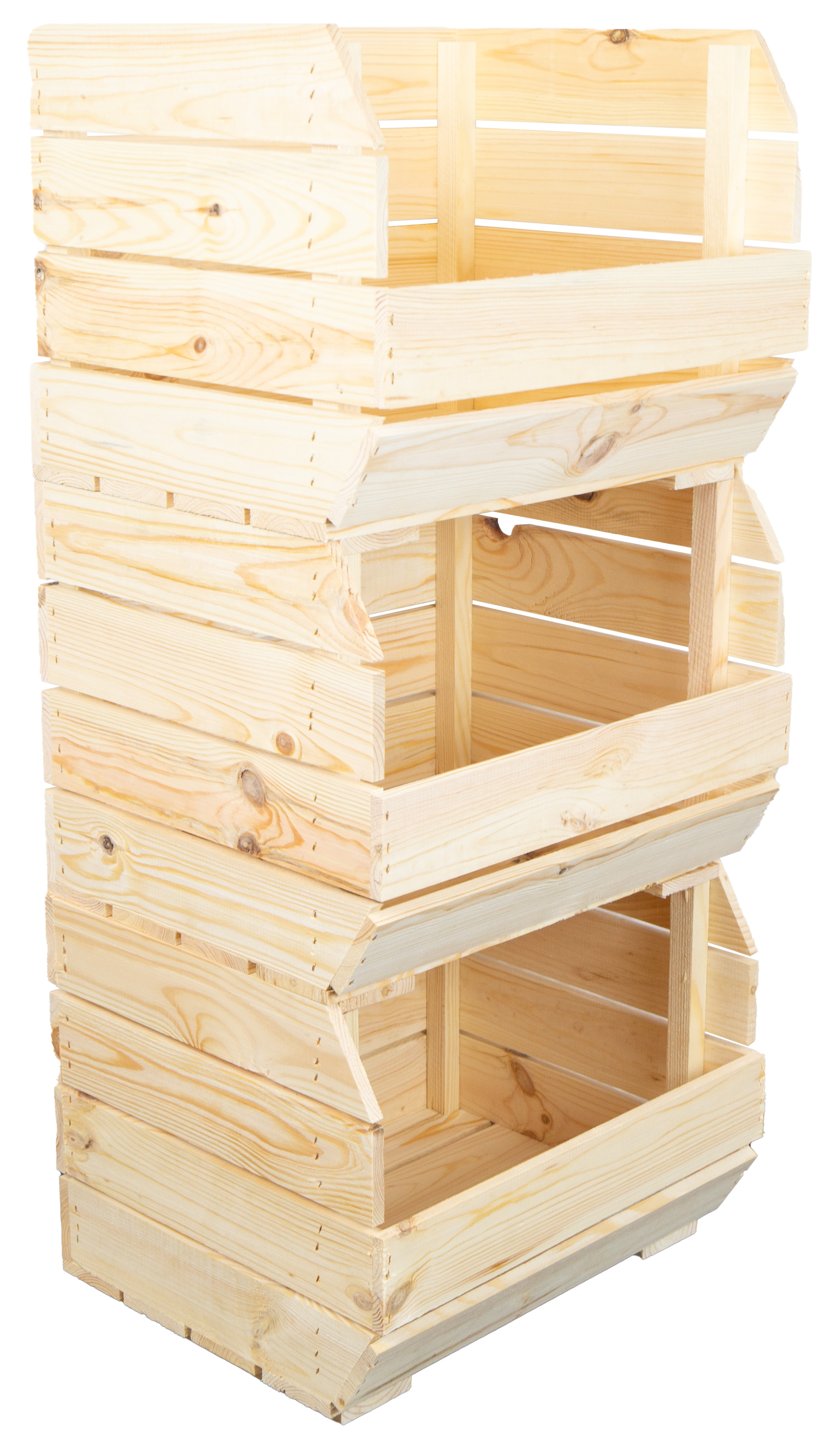 3er Set Kartoffelsteige je 40x33x30 cm in natur Gemüsekiste Obsthorde