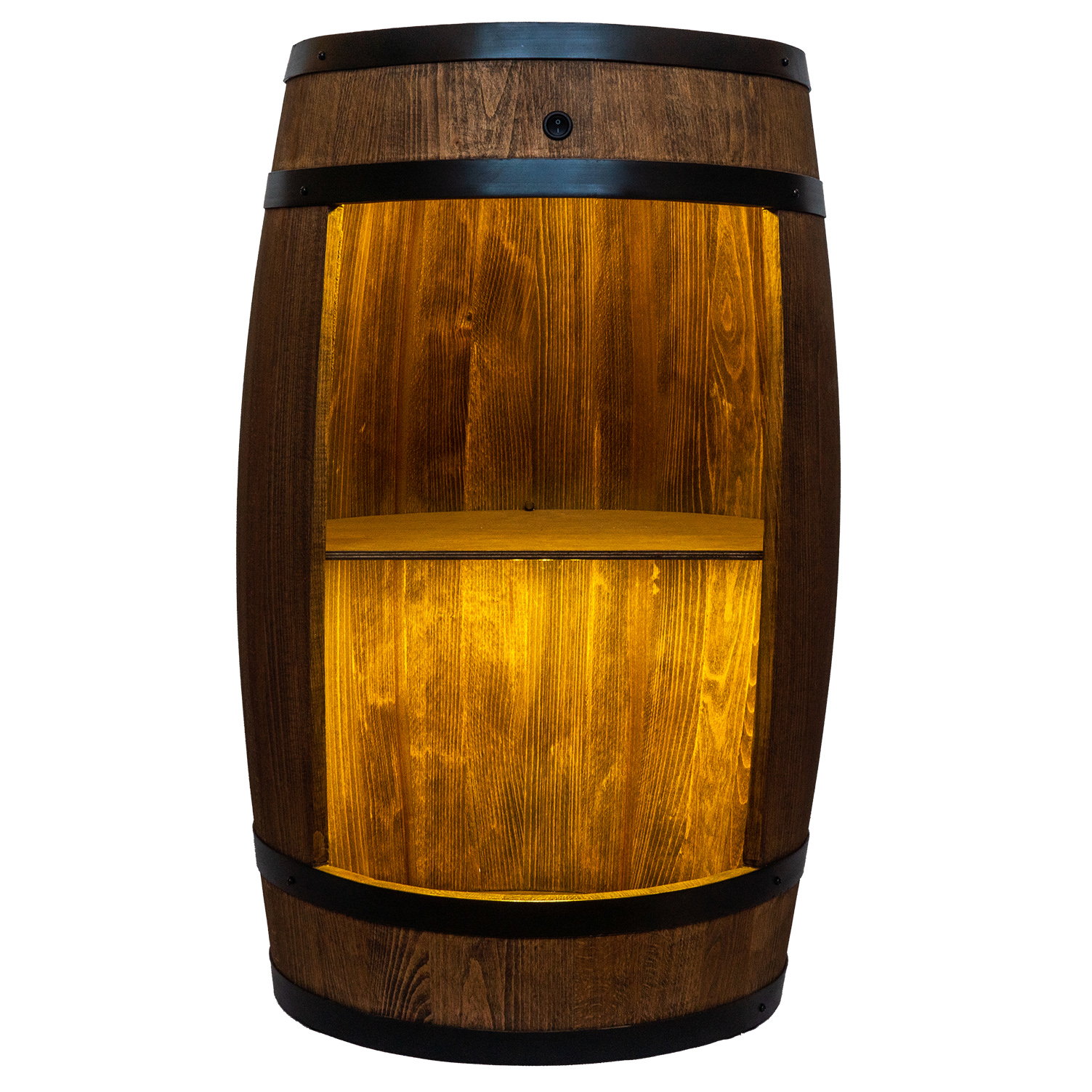 Holzfass in Farbton Wenge Hausbar mit LED – Rustikale Minibar im Weinfass Design – Weinregal & Flaschenständer aus Holz – Vintage Fassbar für Wohnzimmer, Bar oder Partykeller – ca. 80 cm #1 LED Einfarbig