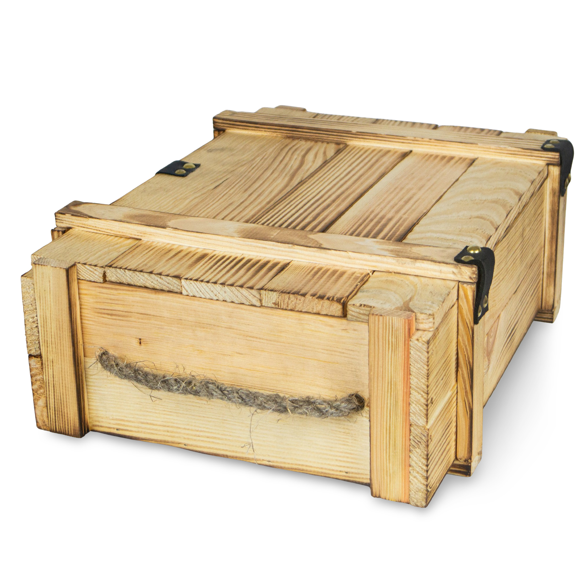 Caisse à Vin 3er Flammé Incl. Laine de Bois Weinbox Boîte à Cadeau