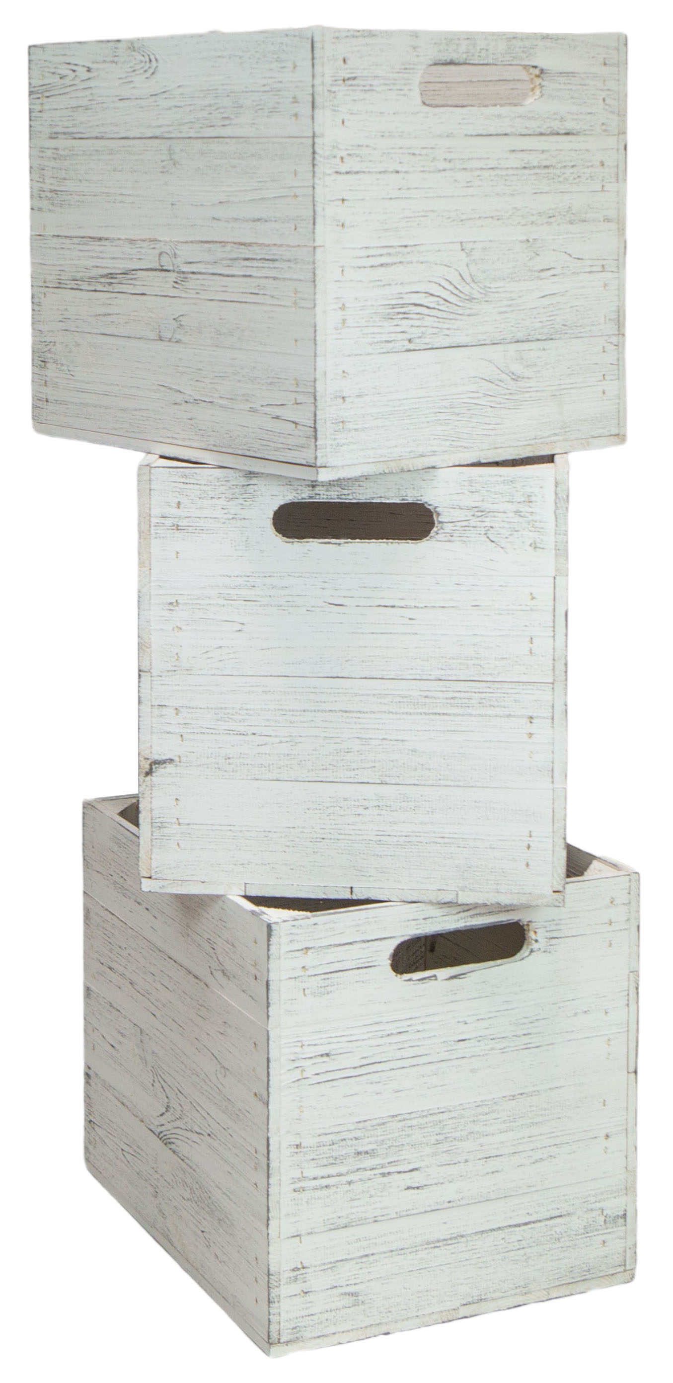Holzkiste Shabby weiß passend für Kallax und Expeditregale Regaleinsatz