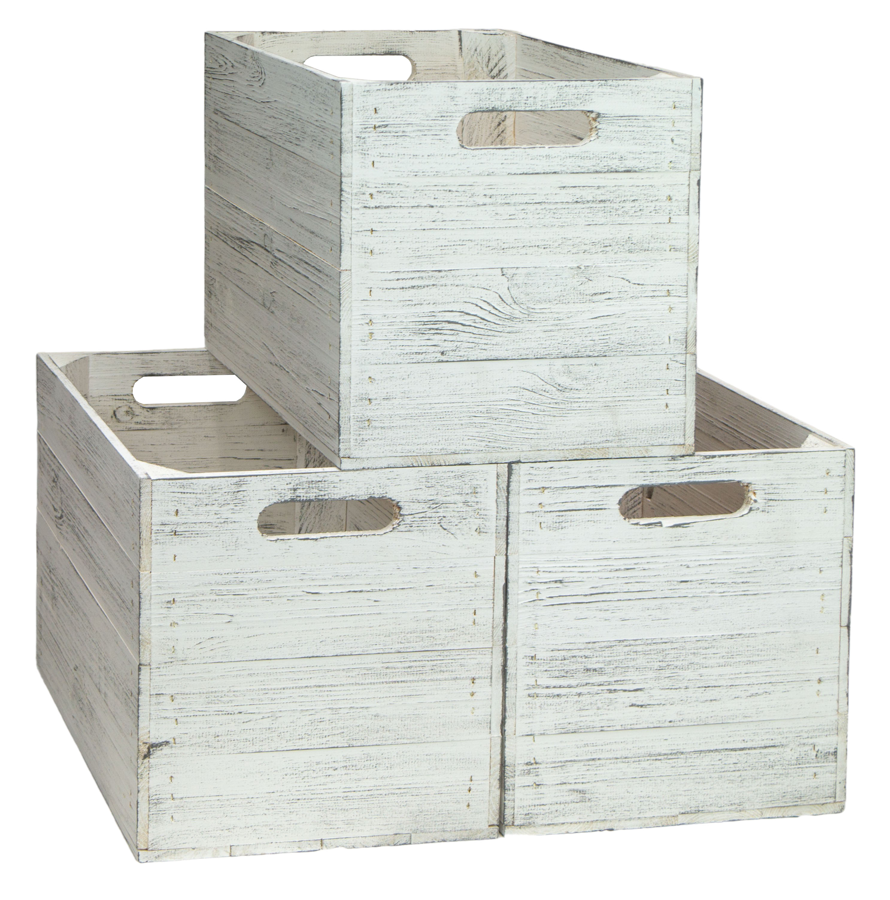 Holzkiste Shabby weiß passend für Kallax und Expeditregale Regaleinsatz