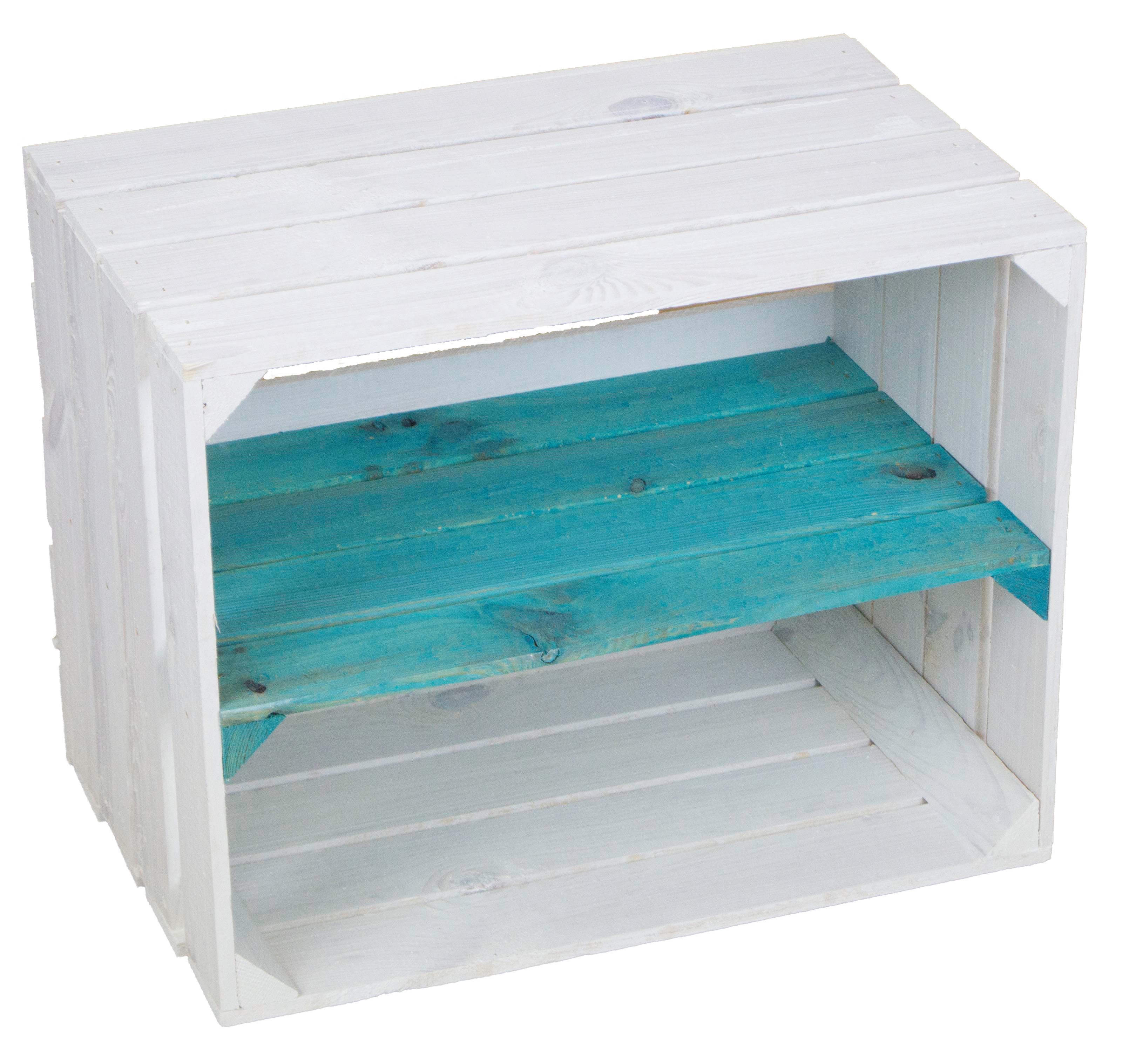 Coffret d'étagères 3 pièces Johanna blanc émaillé blanc avec plateau longitudinal turquoise