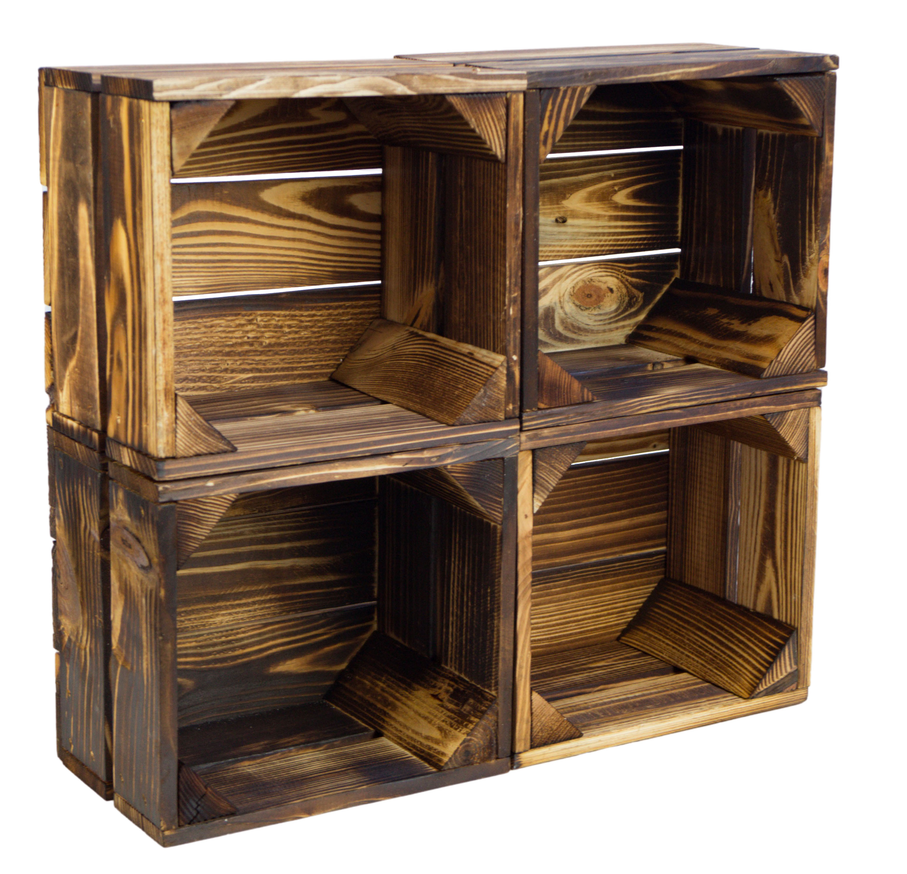 4er set  Kleine Holzkiste "Lotta" geflammt