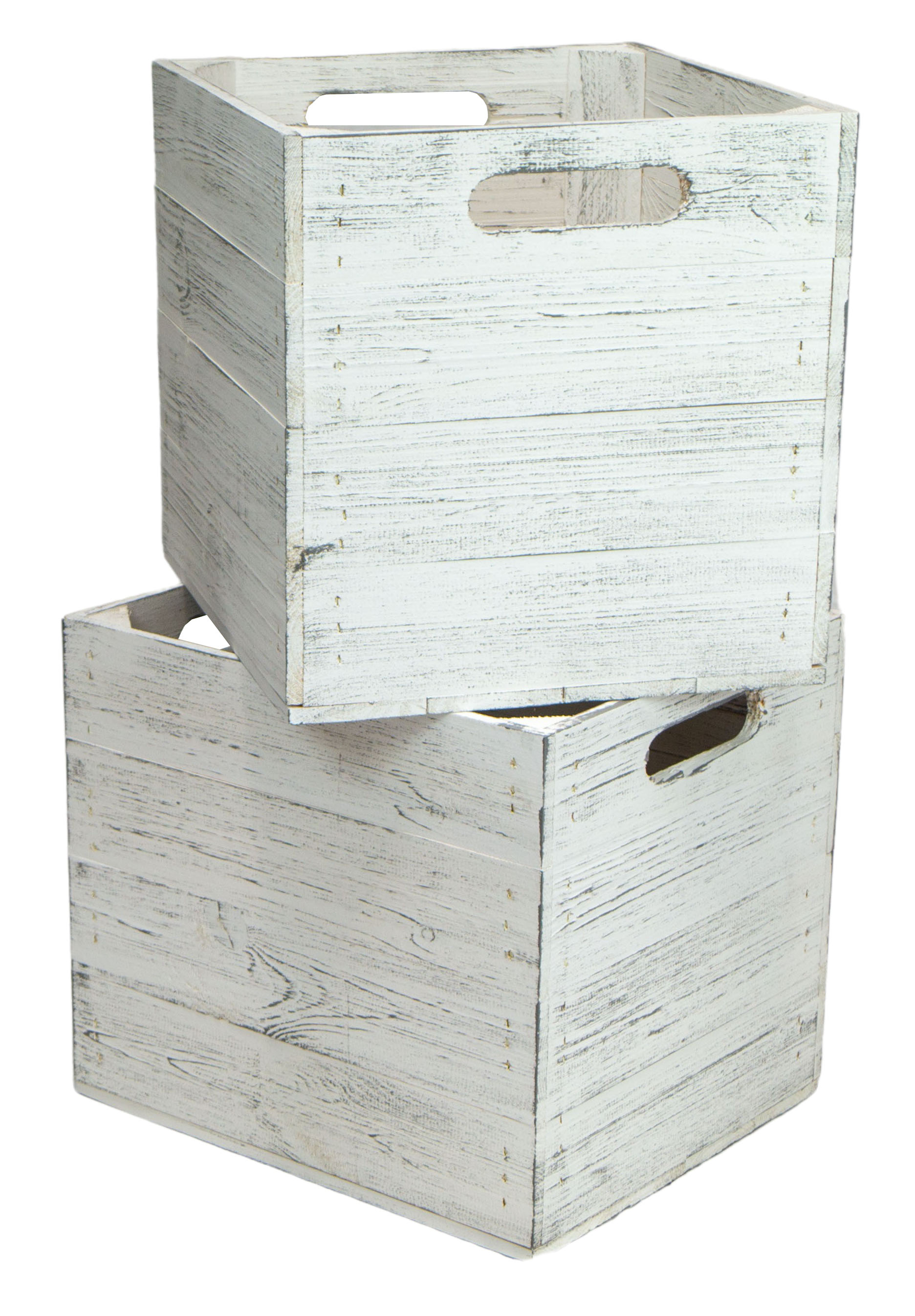 Holzkiste Shabby weiß passend für Kallax und Expeditregale Regaleinsatz