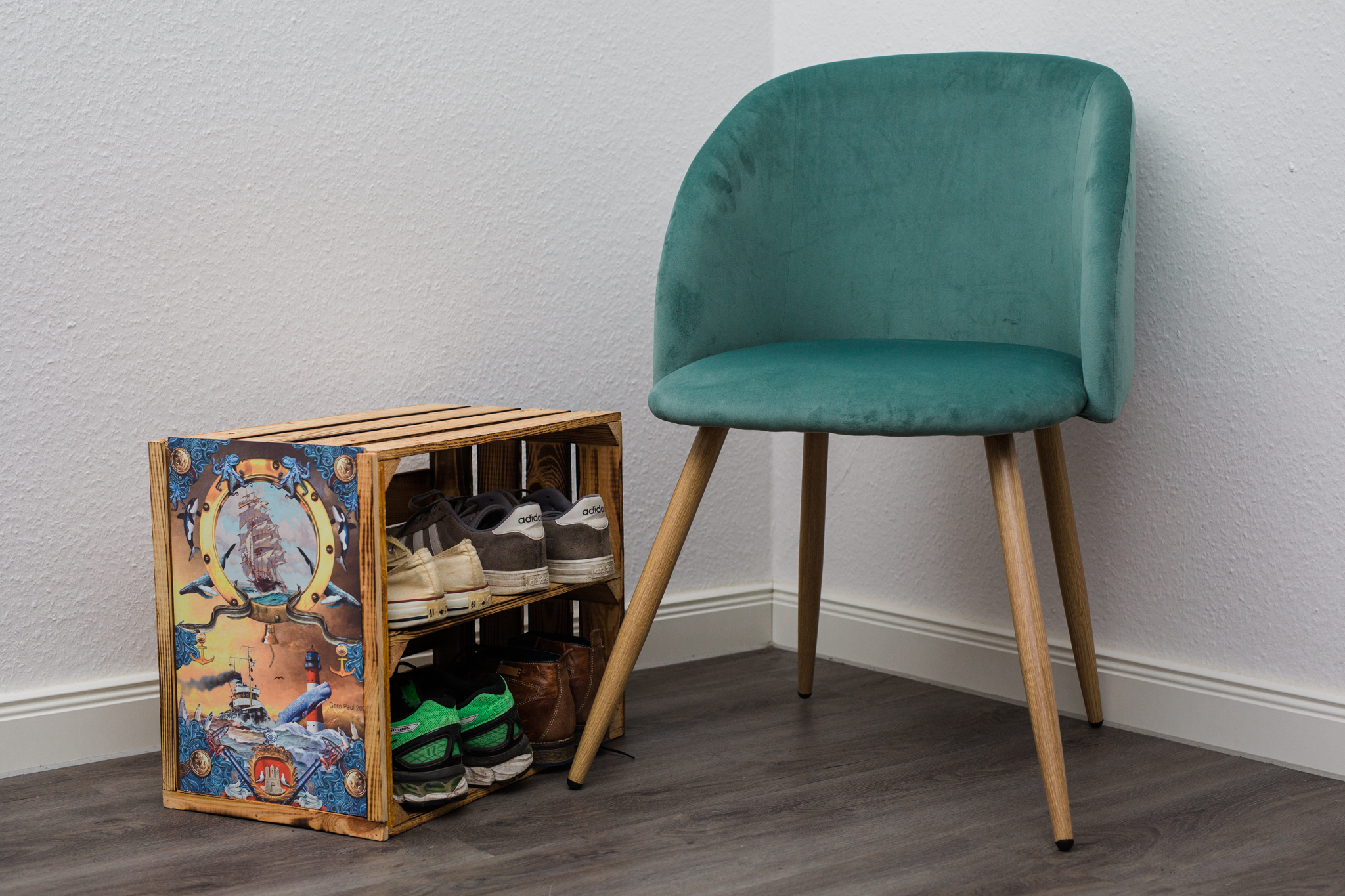 Obstkistenregal Johanna geflammt längs inkl. Bild Hometown Hamburg