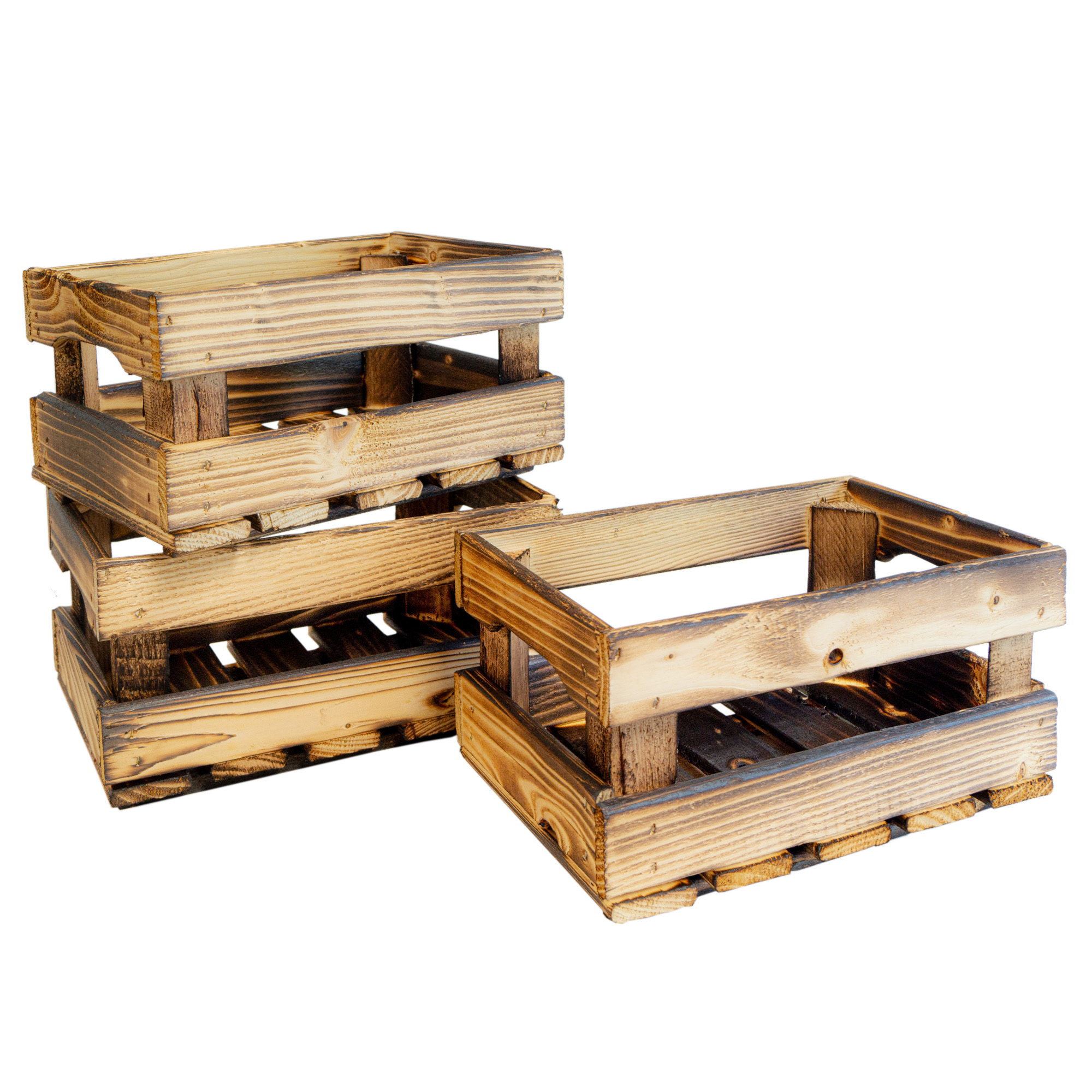 Holzkiste HENNE – Dekorative Aufbewahrungskiste aus Holz in Natur oder geflammt | 30 x 20 x 15 cm Geflammt