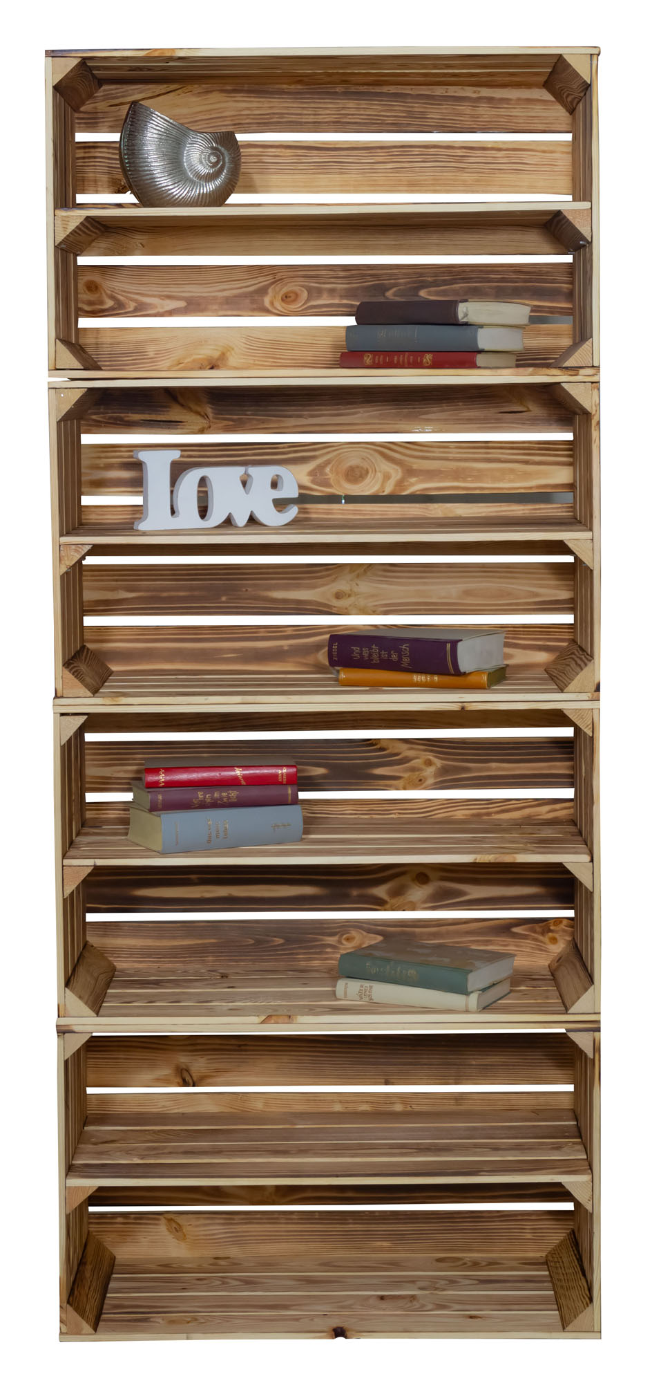 Bibliothèque à 8 niveaux pour le bureau et le salon bois blanc brun flammé 160x68x30cm mur étagère de rangement étagère sur pied, étagère de bureau, indépendante, étagère décorative, pour la présentation, moderne (Flammé)