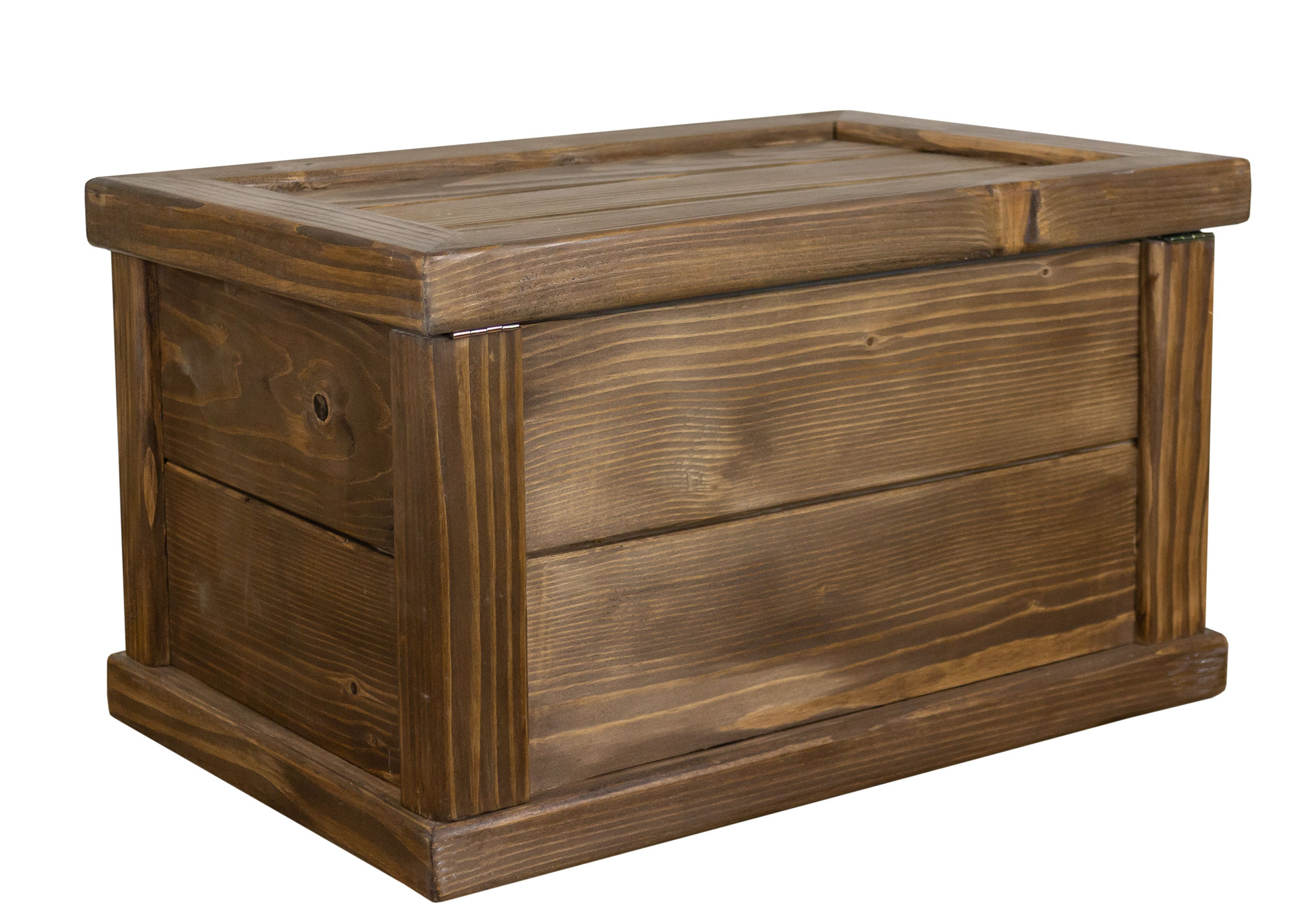 massive Holztruhe UK braun mit Zylinder