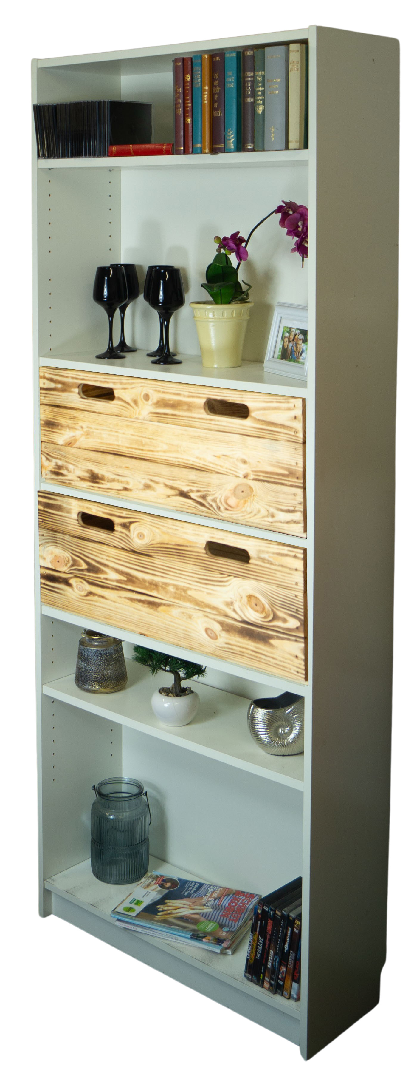 Boîte en bois noir émaillé convenant aux étagères Kallax et Expedit Insert pour étagère
