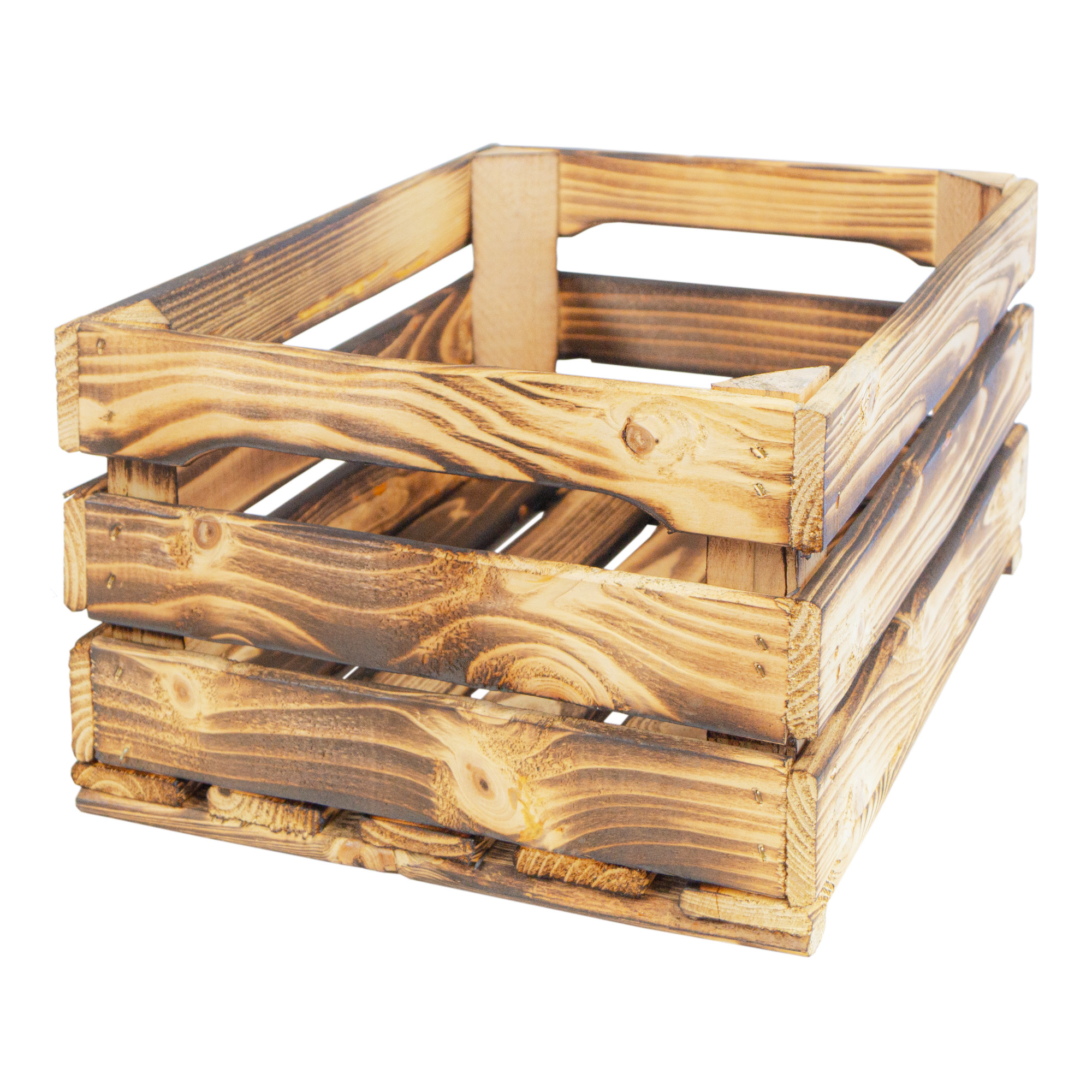 Holzkiste LASSE – Dekorative Aufbewahrungs- und Regalkiste aus Holz in Natur oder geflammt, 40 × 30 × 20 cm Geflammt