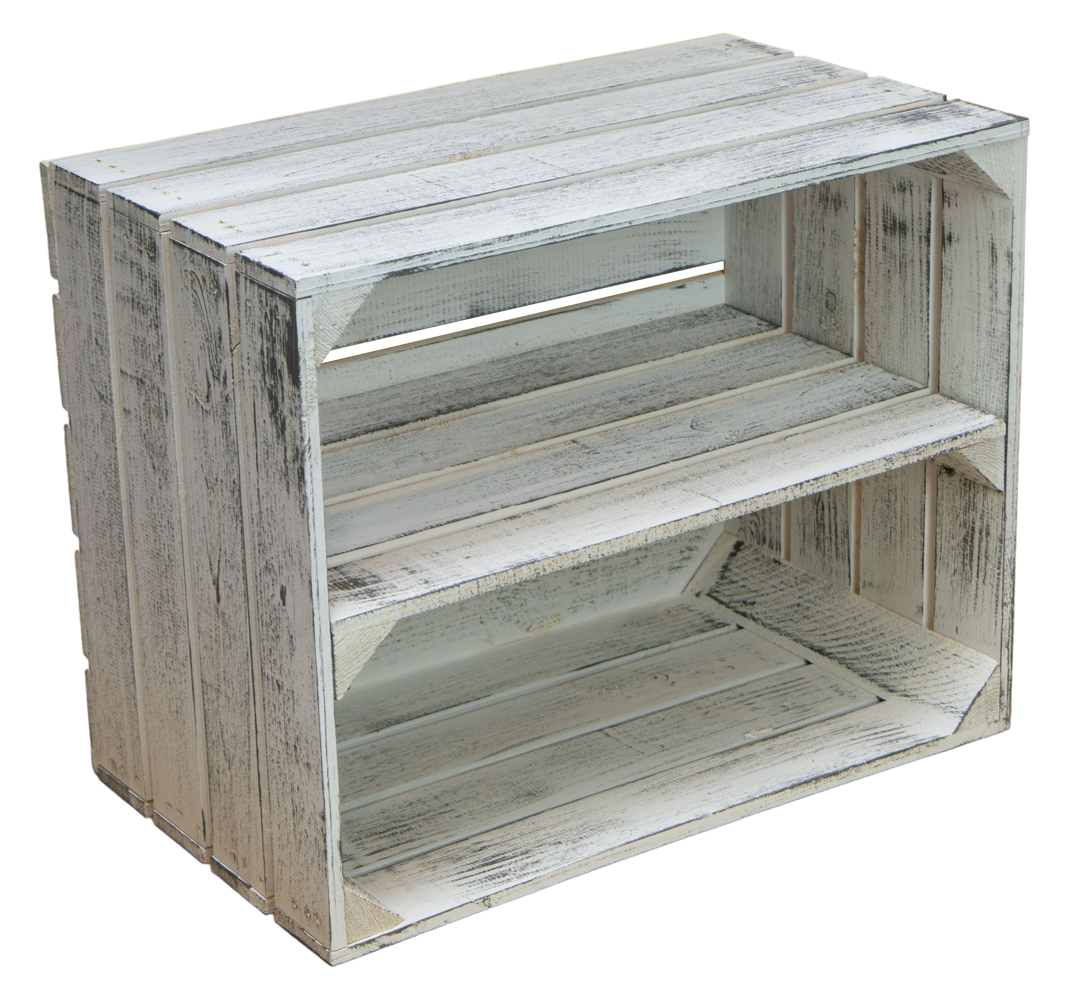 Obstkistenregal  Johanna neu - Shabby weiß - längs