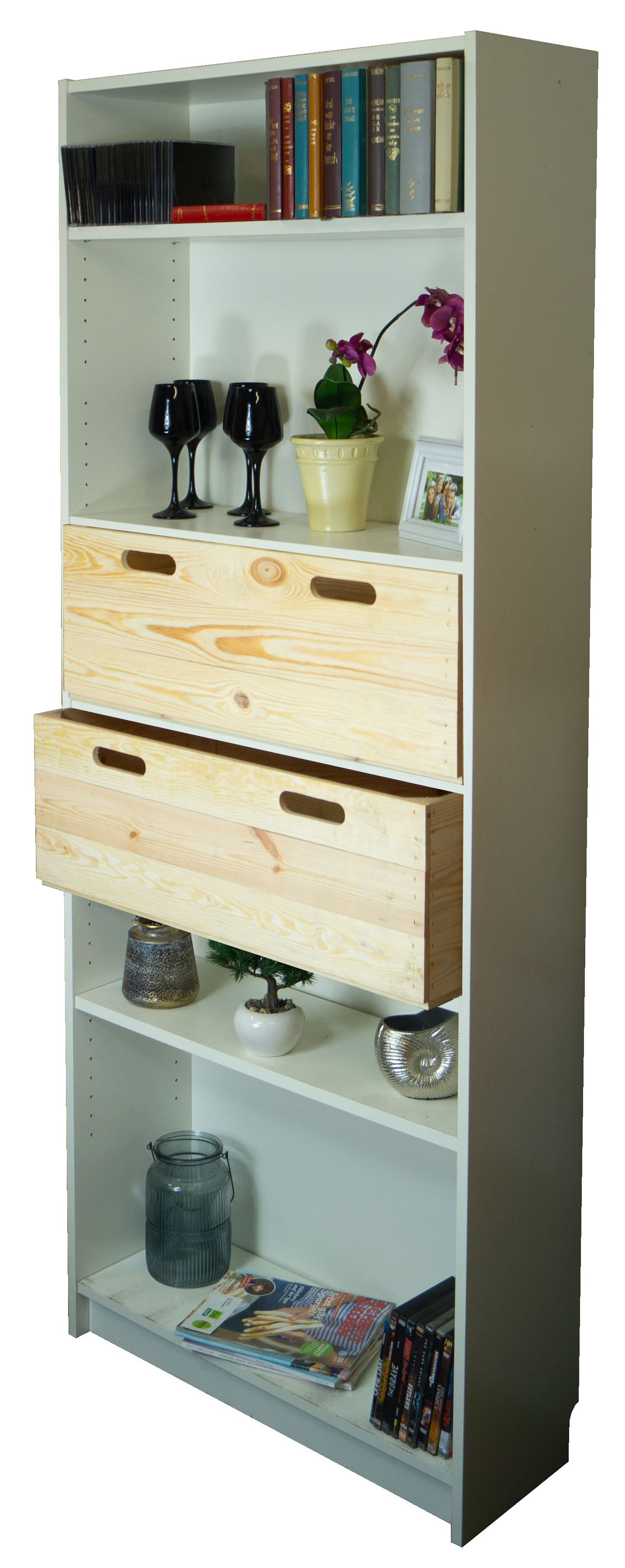 Boîte en bois noir émaillé convenant aux étagères Kallax et Expedit Insert pour étagère