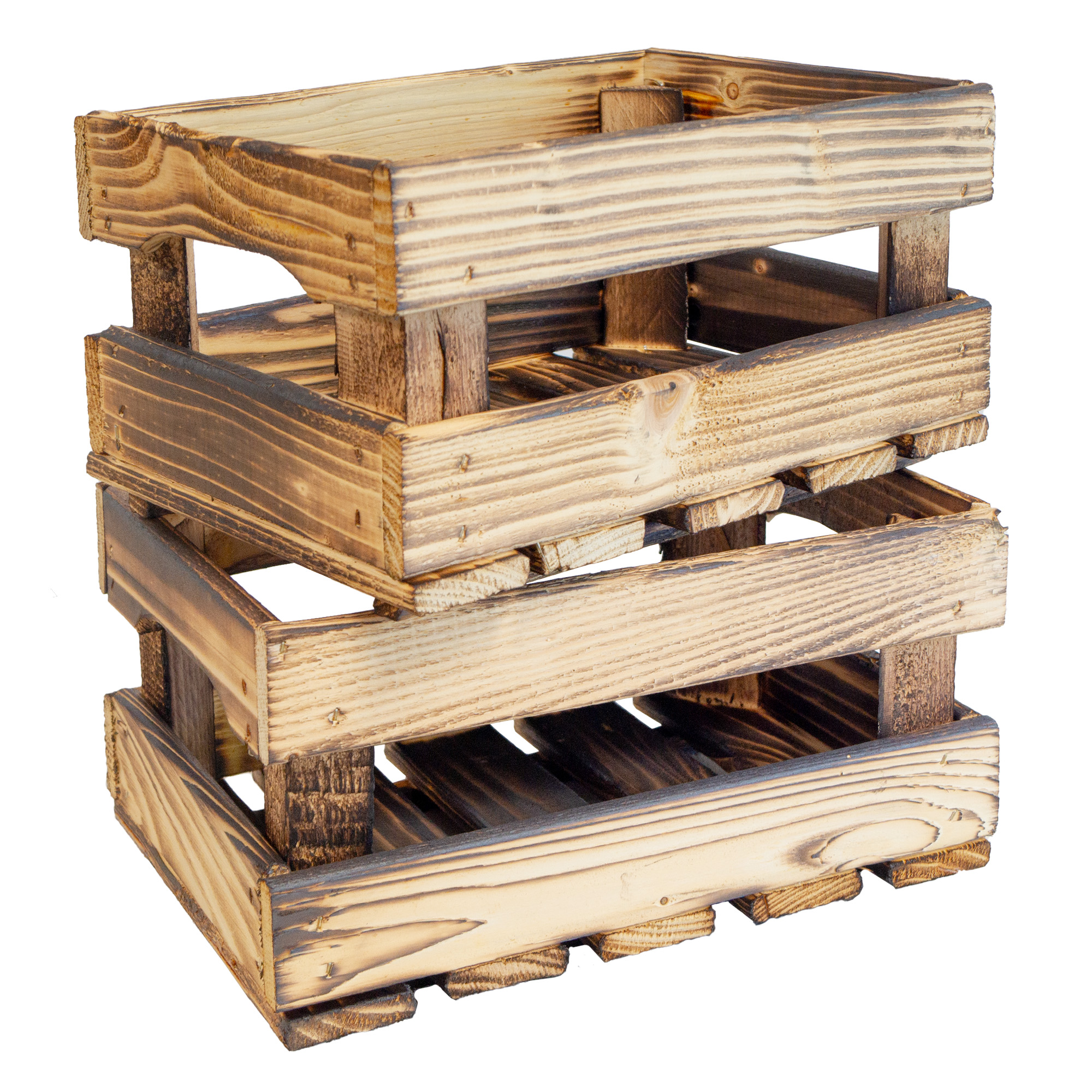 Holzkiste HENNE – Dekorative Aufbewahrungskiste aus Holz in Natur oder geflammt | 30 x 20 x 15 cm Geflammt