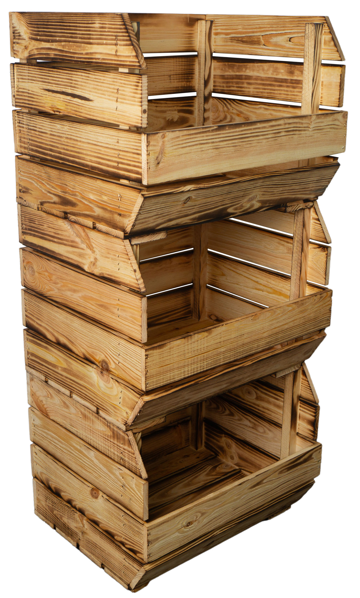 3er Set Kartoffelsteige 40x33x30 cm in geflammt Gemüsekiste Obsthorde