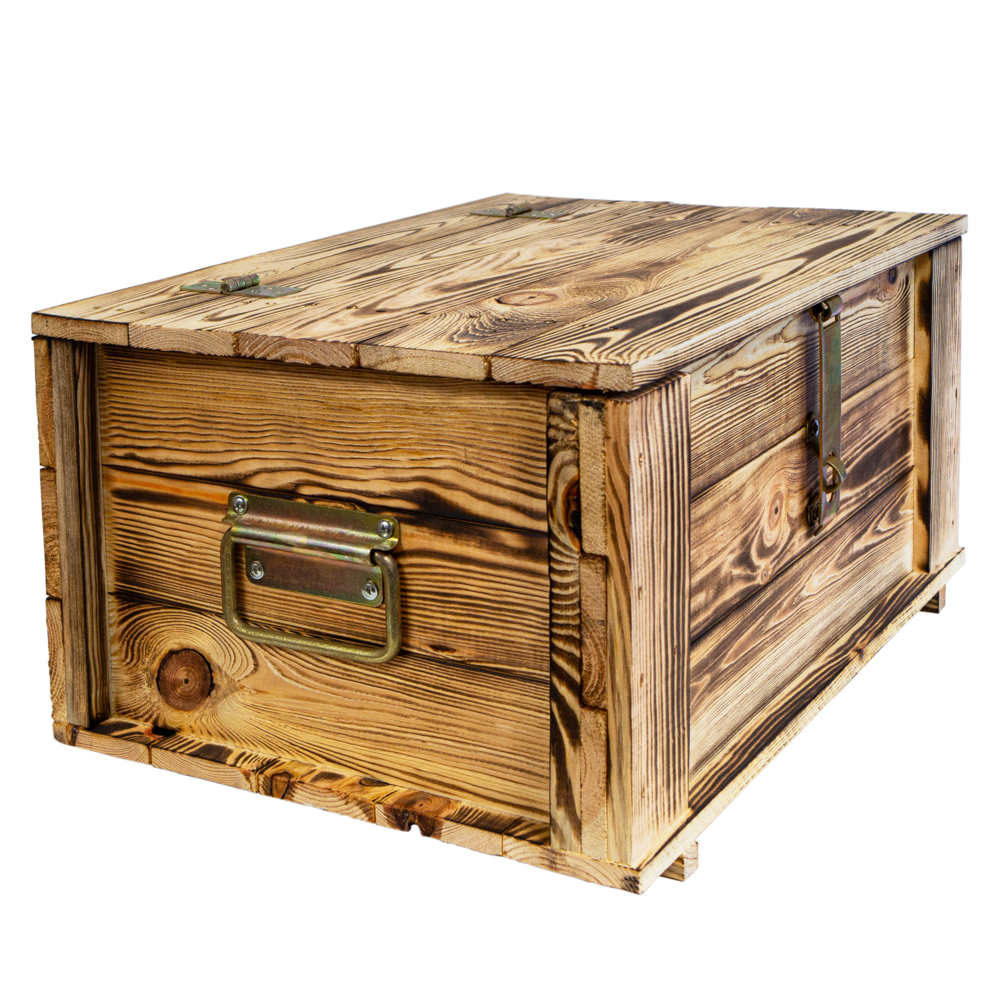 Truhe Hugo geflammt mit Deckel  40 x 30 x 27cm