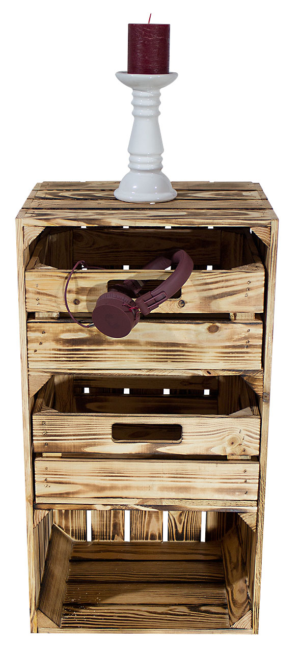 Regalkiste "Willi" in geflammt mit zwei Schubladen 68x40x31