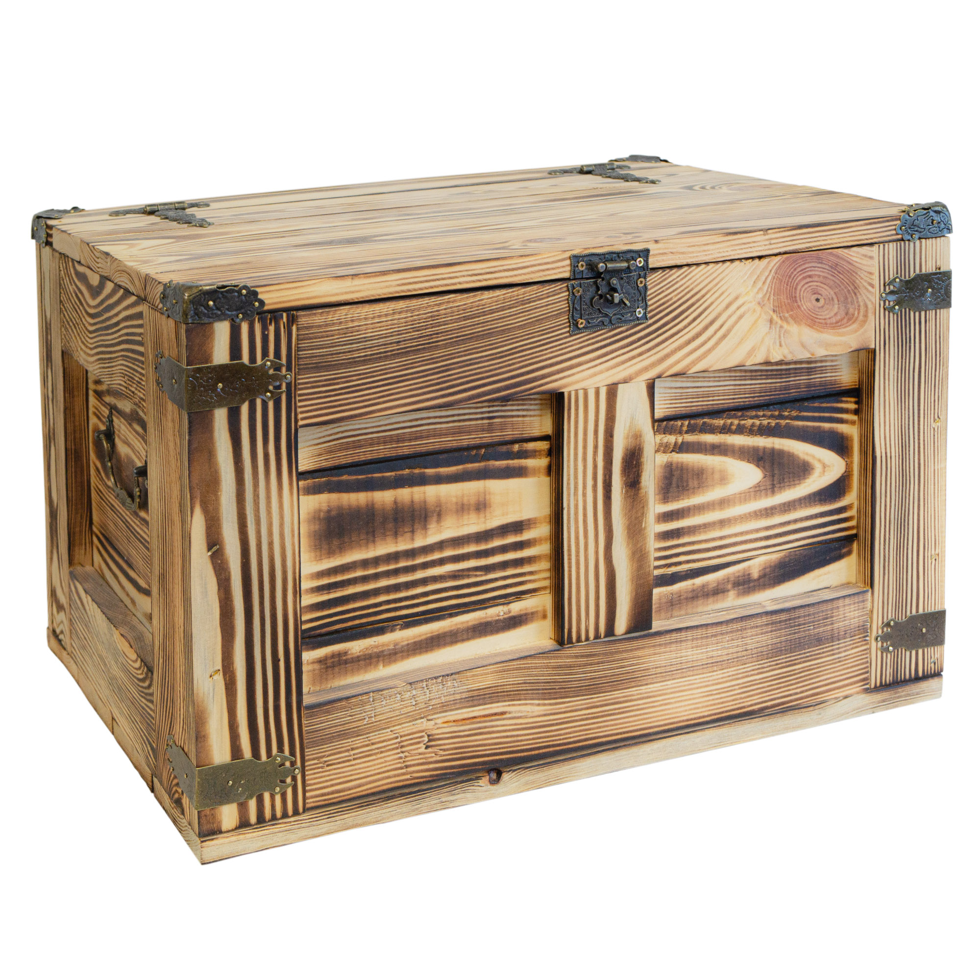 geflammte Holztruhe Barbossa 48x36x31cm