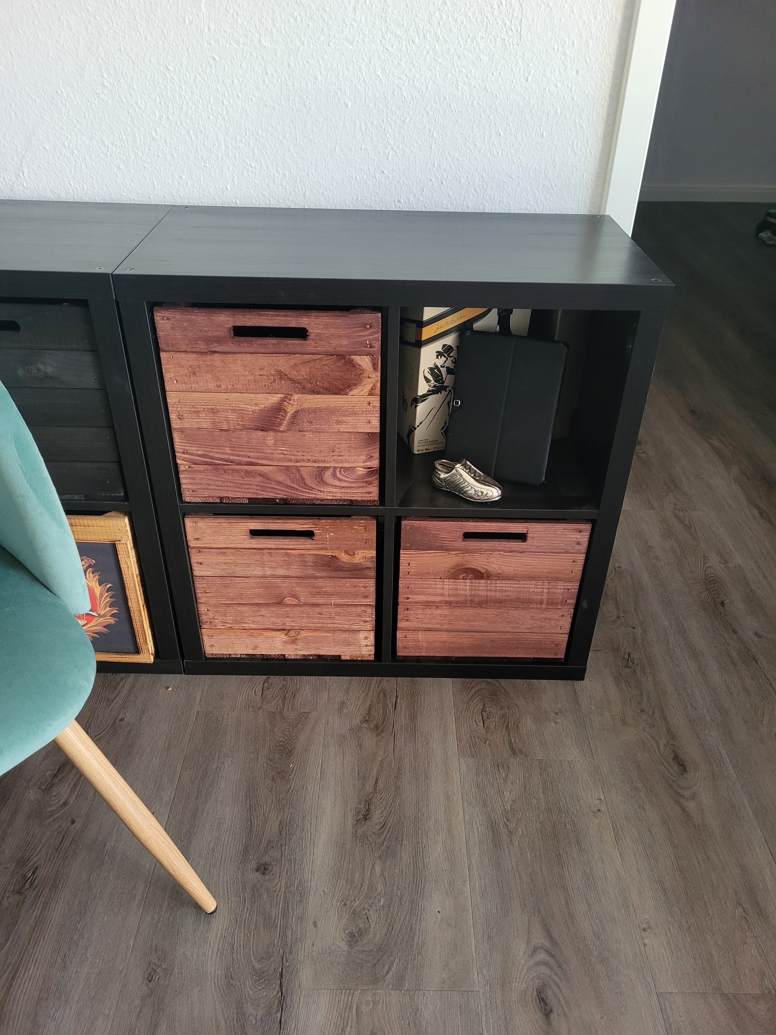Boîte en bois Vintage Ochre convenant aux étagères Kallax et Expedit