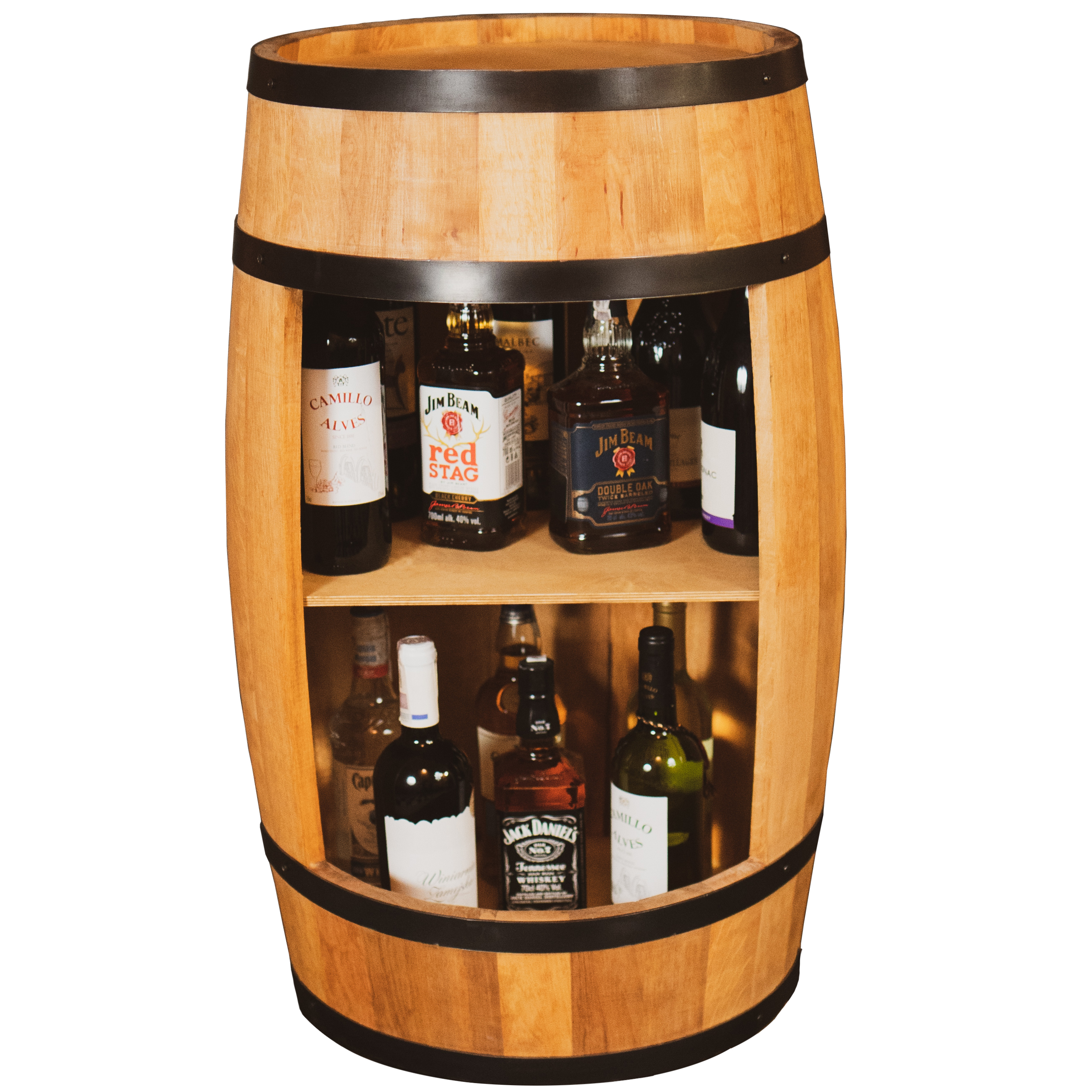 Holzfass in heller Eichenoptik Hausbar mit LED – Rustikale Minibar im Weinfass Design – Weinregal & Flaschenständer aus Holz – Vintage Fassbar für Wohnzimmer, Bar oder Partykeller – ca. 80 cm LED Einfarbig