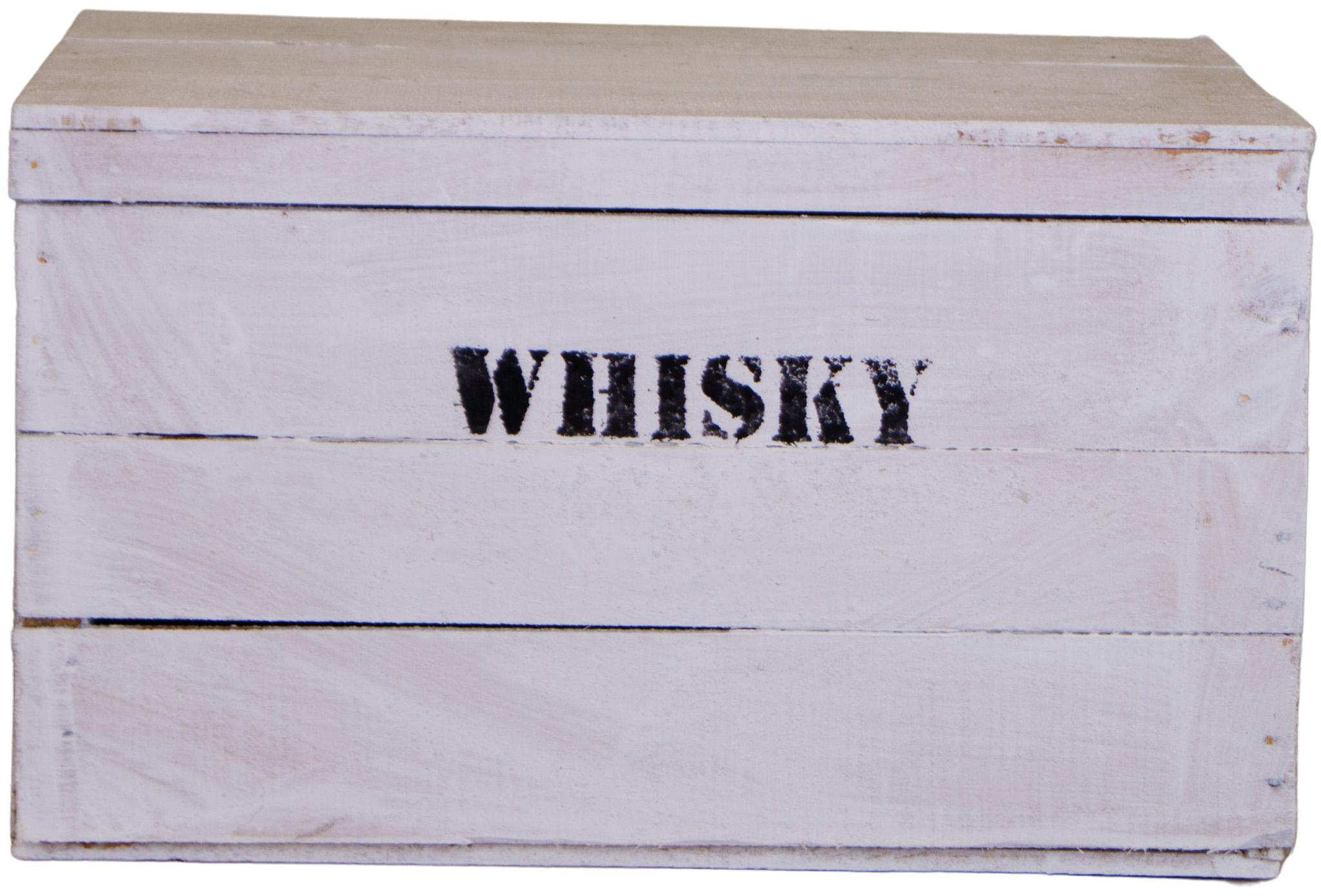 alte Holztruhe weiß Whisky mit Deckel in verschiedenen Grössen L