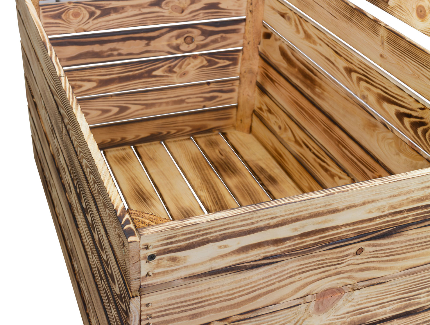 Grosse Holztruhe geflammt mit Deckel 80x50x39cm