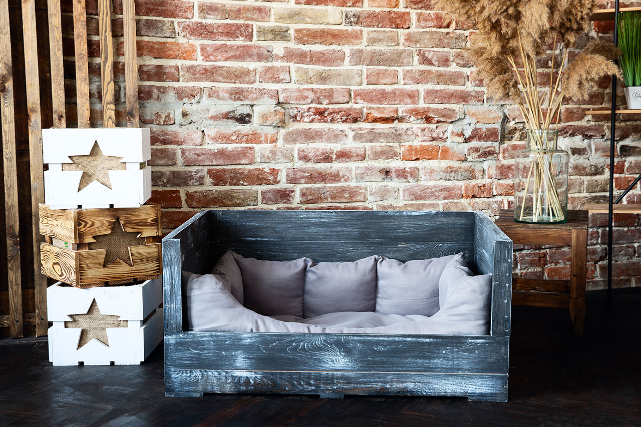 Hundebett Balu shabby schwarz mit Kissen 90x57x45cm