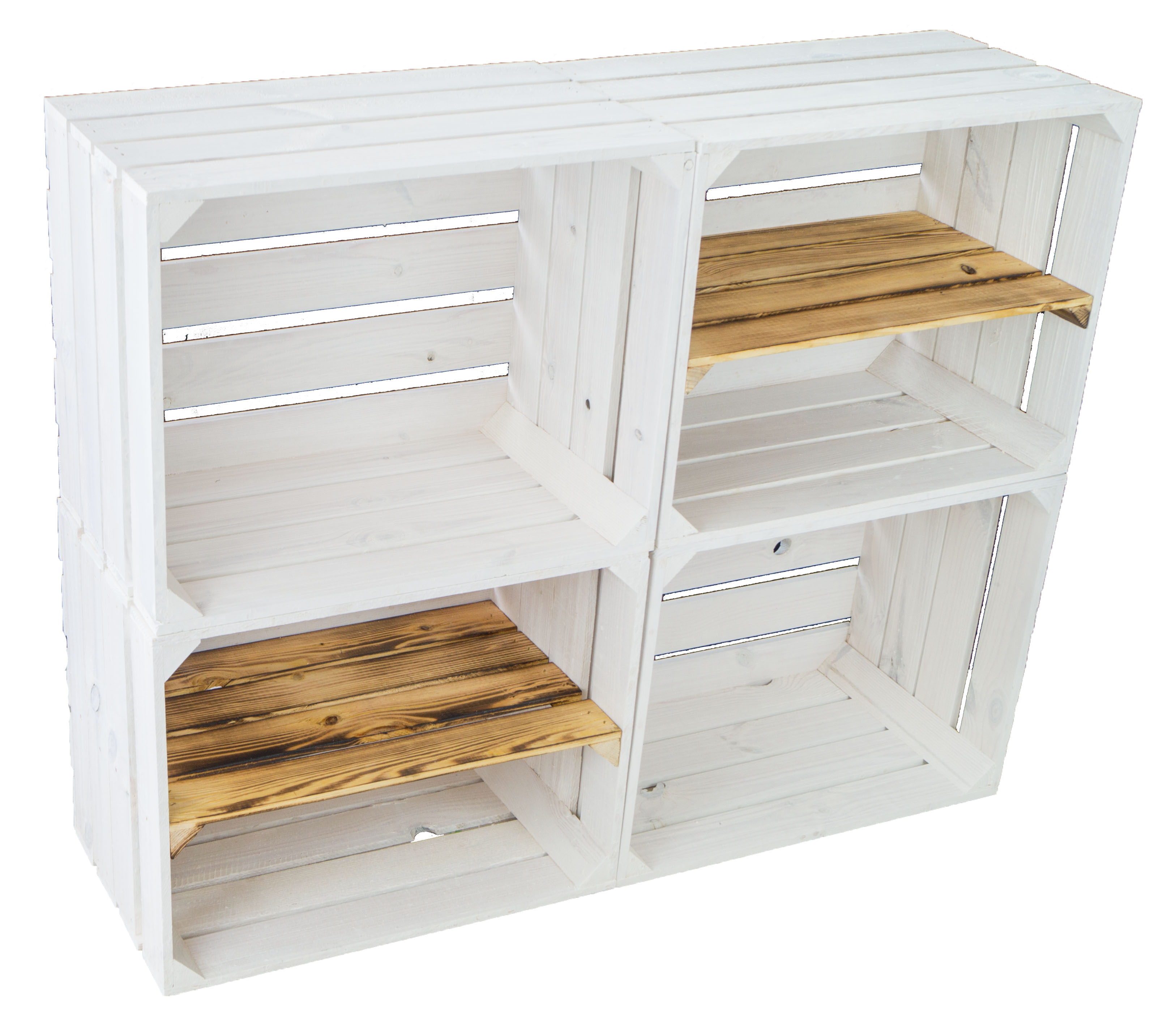 set de 4 boîtes de fruits "Johanna"  mélange blanc glacé avec flammage longitudinal