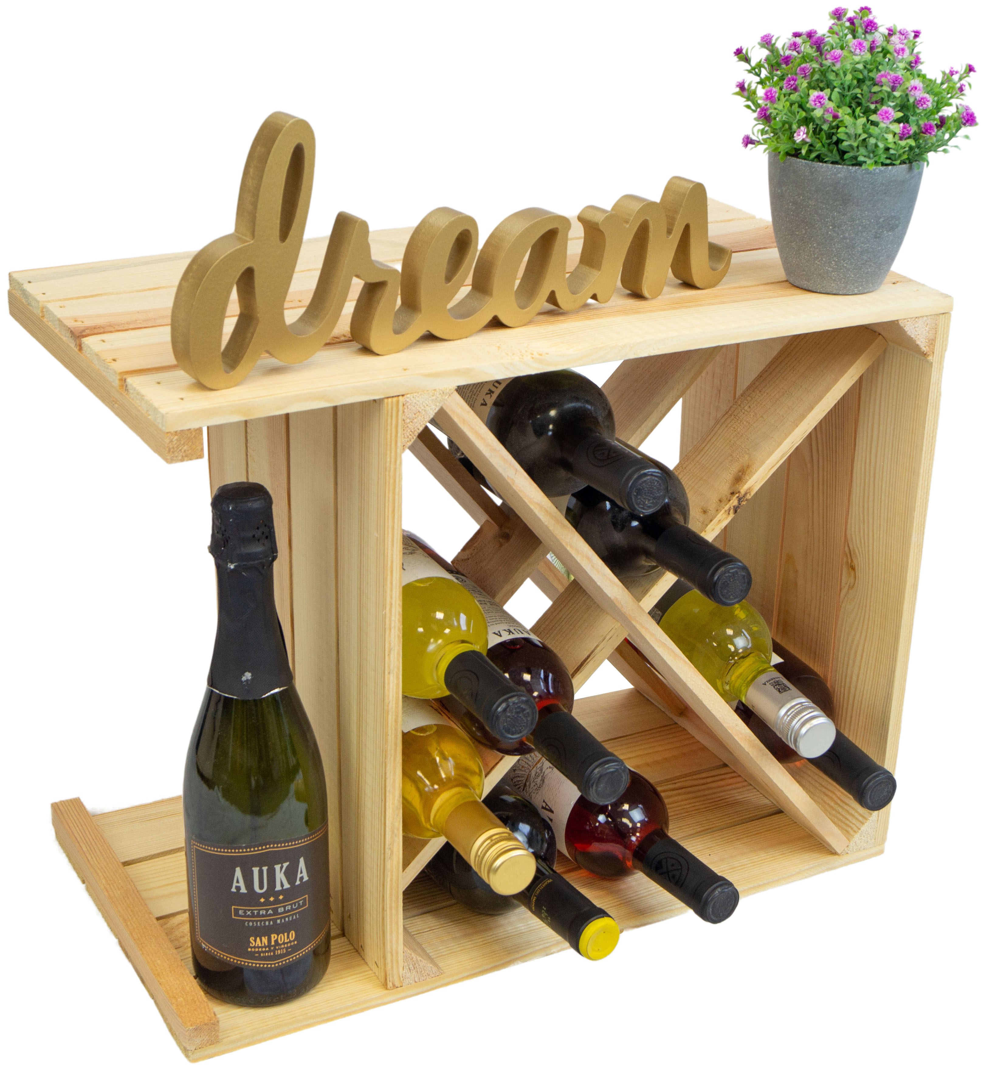 Étagère à Vin " X " Nature Armoire A Vin Weinablage Boîte Boîte en Bois