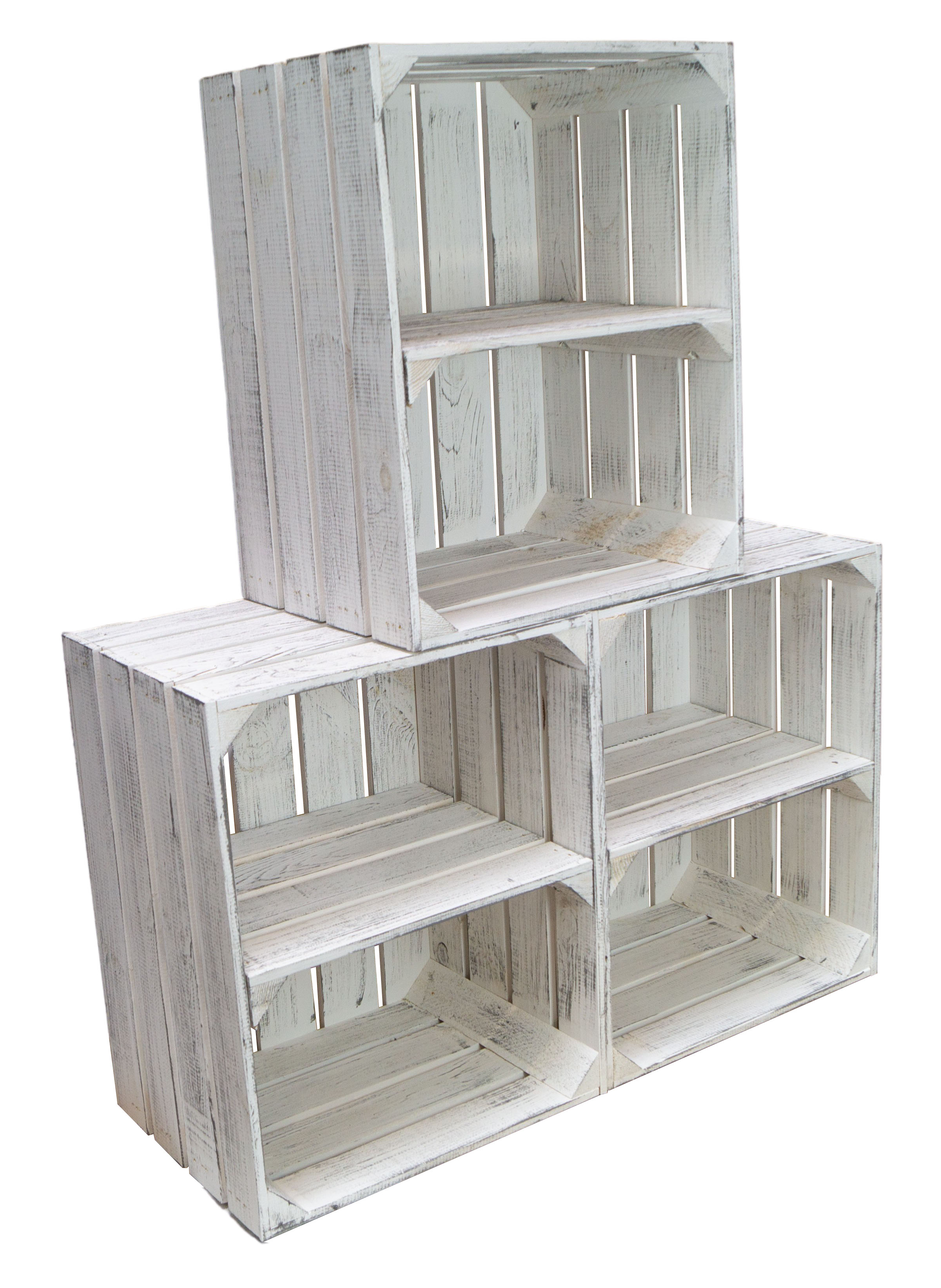 Obstkistenregal  Johanna neu - Shabby weiß - Quer