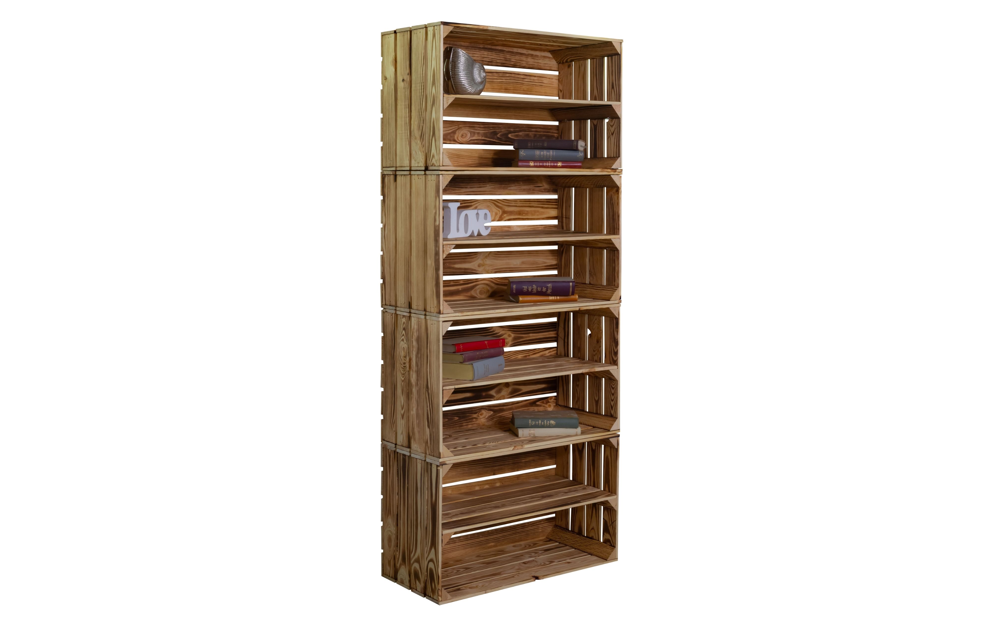 Bibliothèque à 8 niveaux pour le bureau et le salon bois blanc brun flammé 160x68x30cm mur étagère de rangement étagère sur pied, étagère de bureau, indépendante, étagère décorative, pour la présentation, moderne (Flammé)