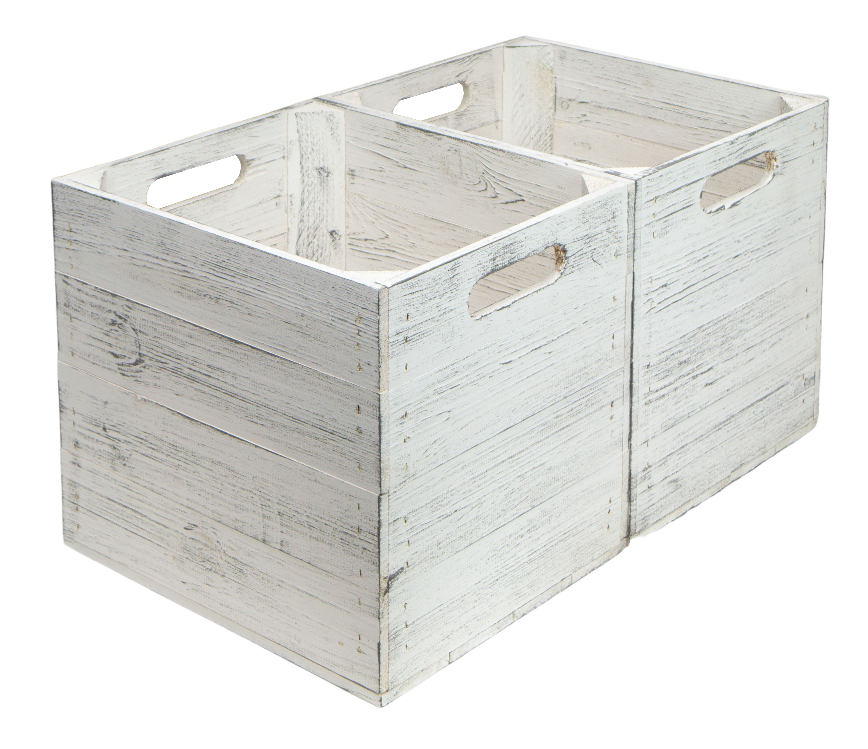 Holzkiste Shabby weiß passend für Kallax und Expeditregale Regaleinsatz