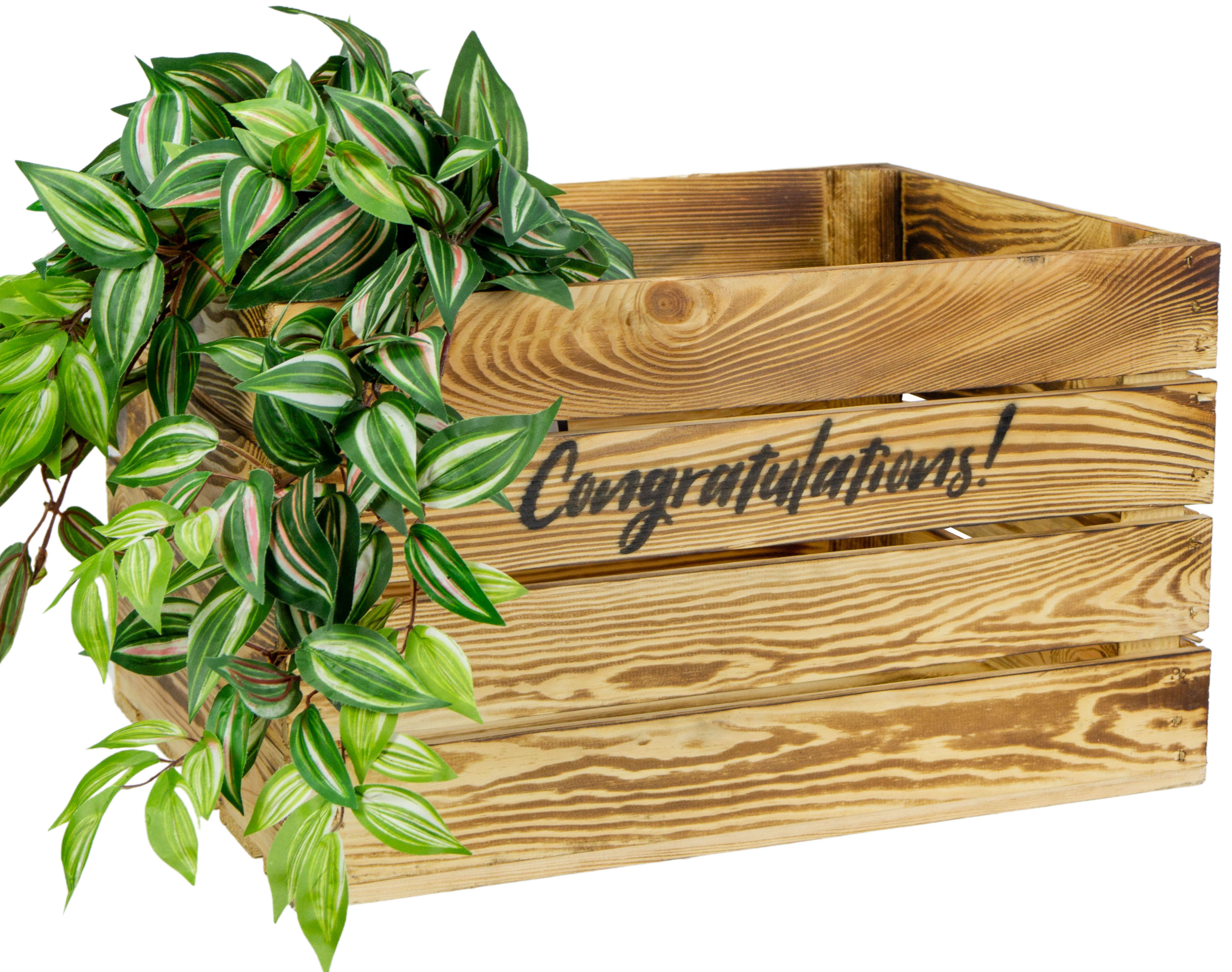 Holzkiste Johanna geflammt "Congratulations"