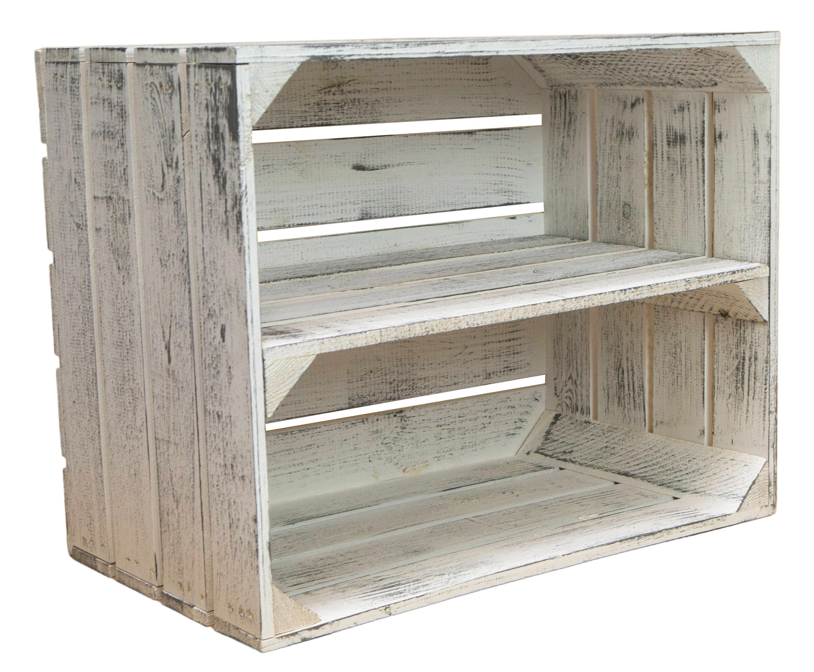 Obstkistenregal  Johanna neu - Shabby weiß - längs