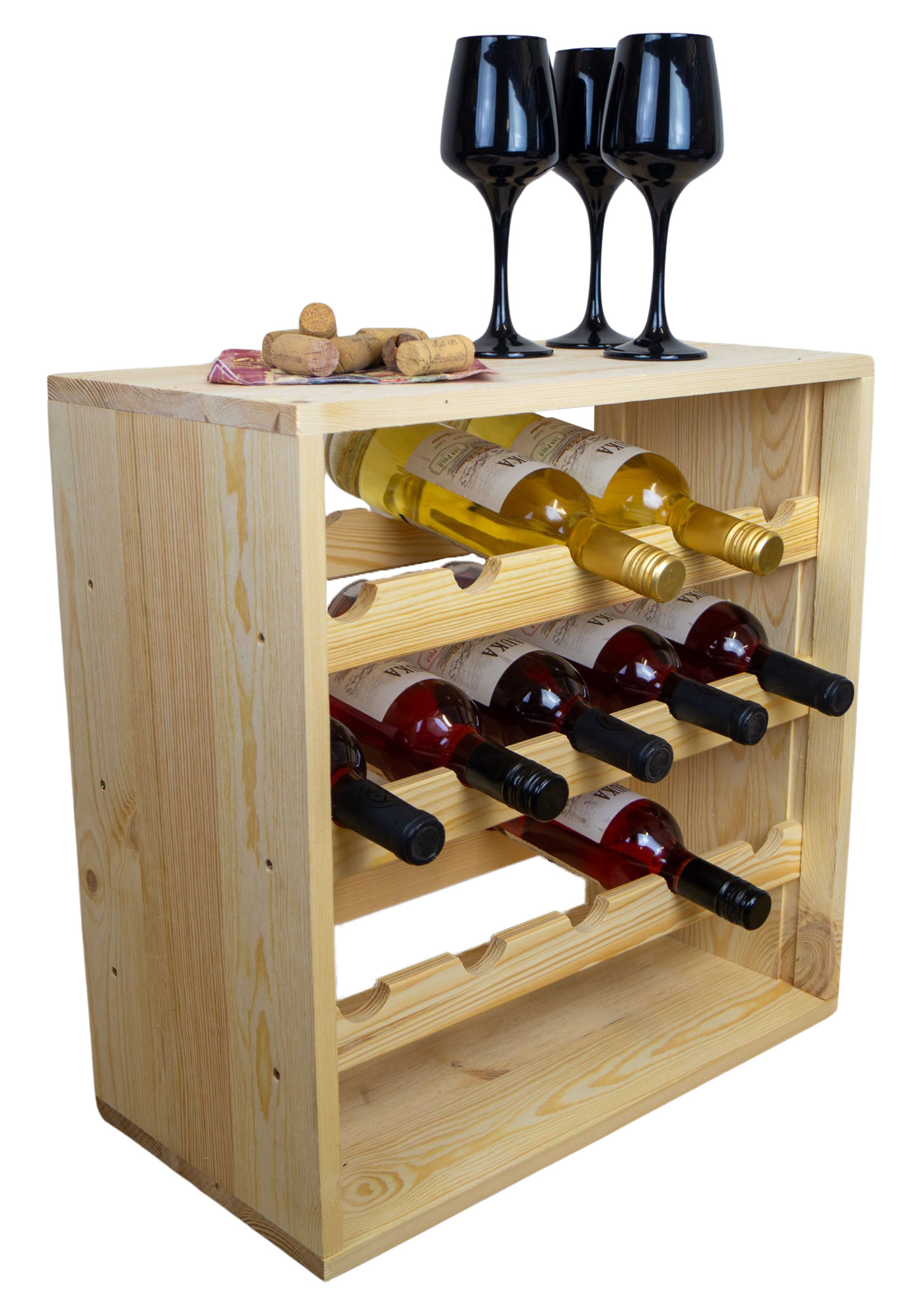 Flaschenregal für 15 Flaschen in natur Weinschrank Weinständer Weinregal bodenstehend stabil auch für Gastronomie