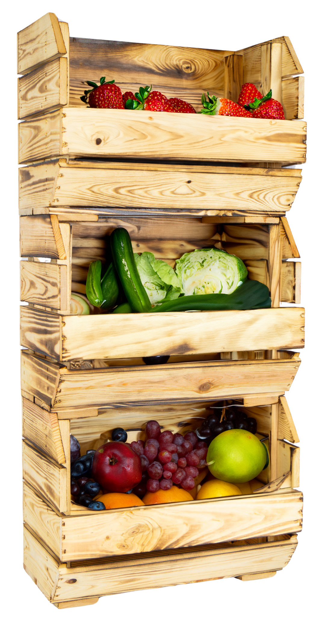 3er Set Schmales Küchenregal 40x22x29 cm in geflammt