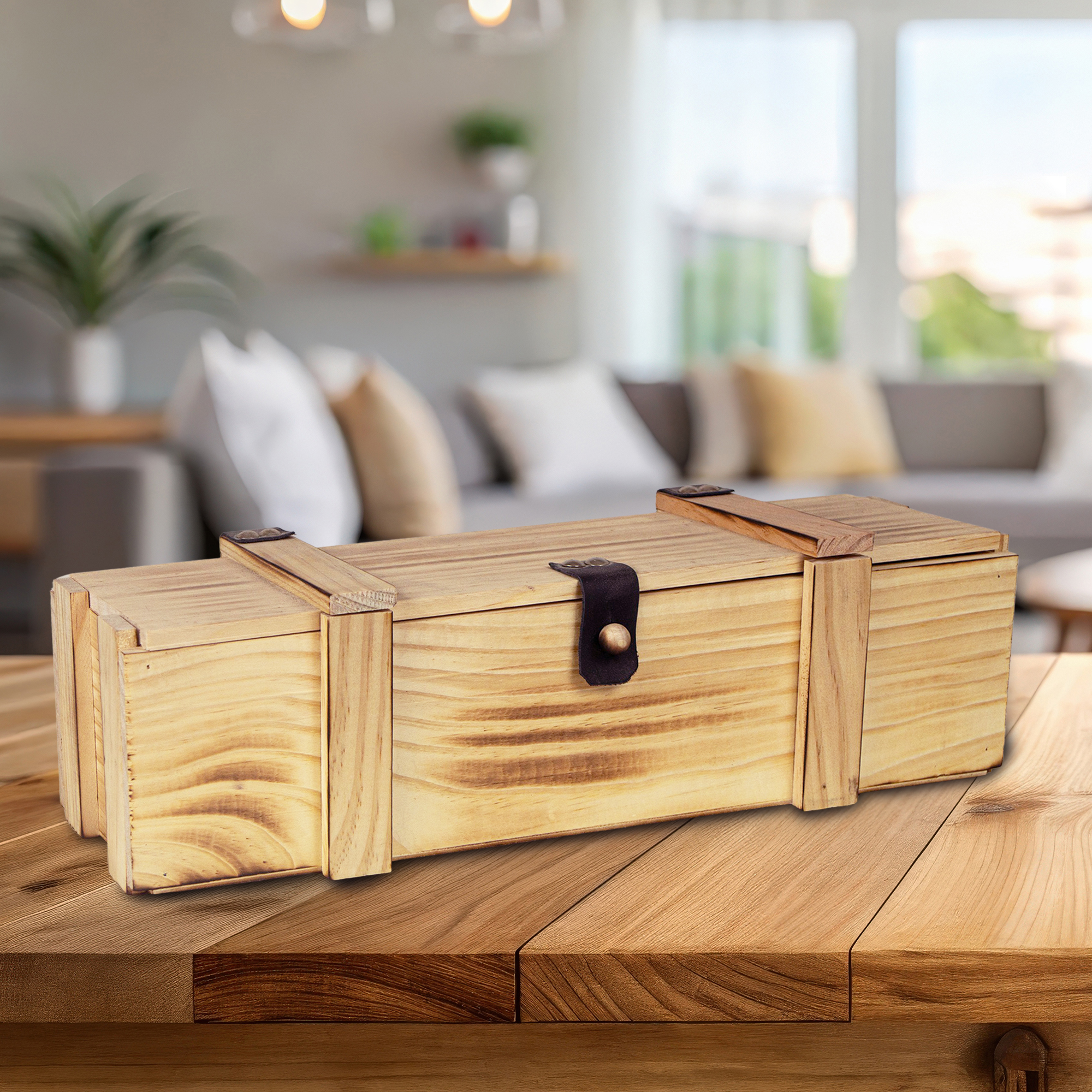 Boîtes à vin 1er flammé incl. laine de bois