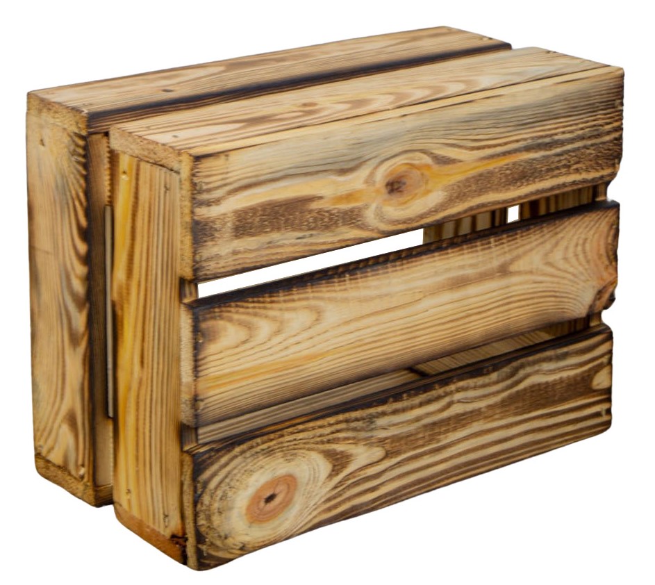 Set de 3 petites boîtes en bois "Frieda" flambées