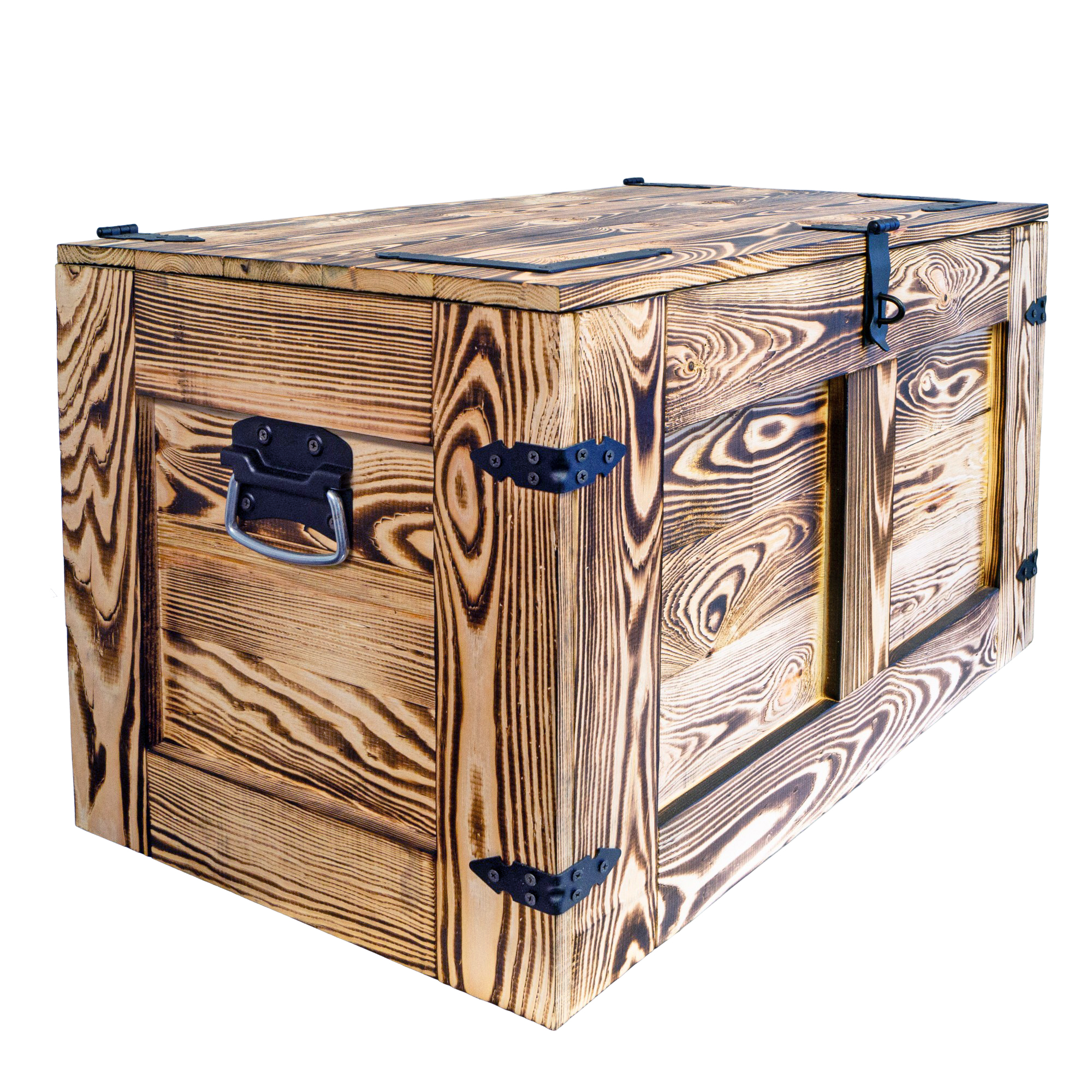 grosse geflammte Holztruhe Oskar 80x45x47cm