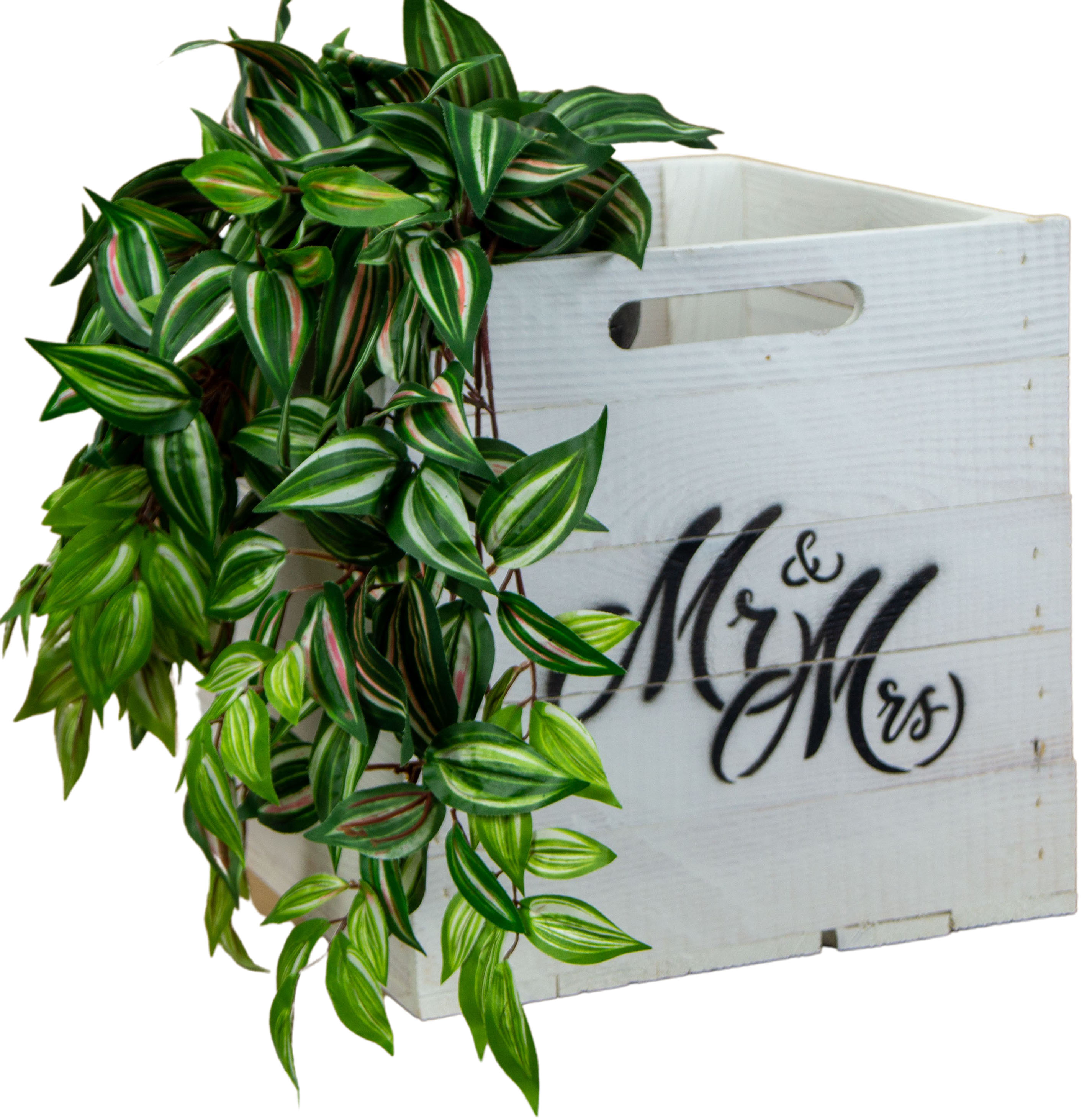 Hochzeitskiste weiss lasiert Mr & Mrs  passend für Kallax und Expeditregale Regaleinsatz