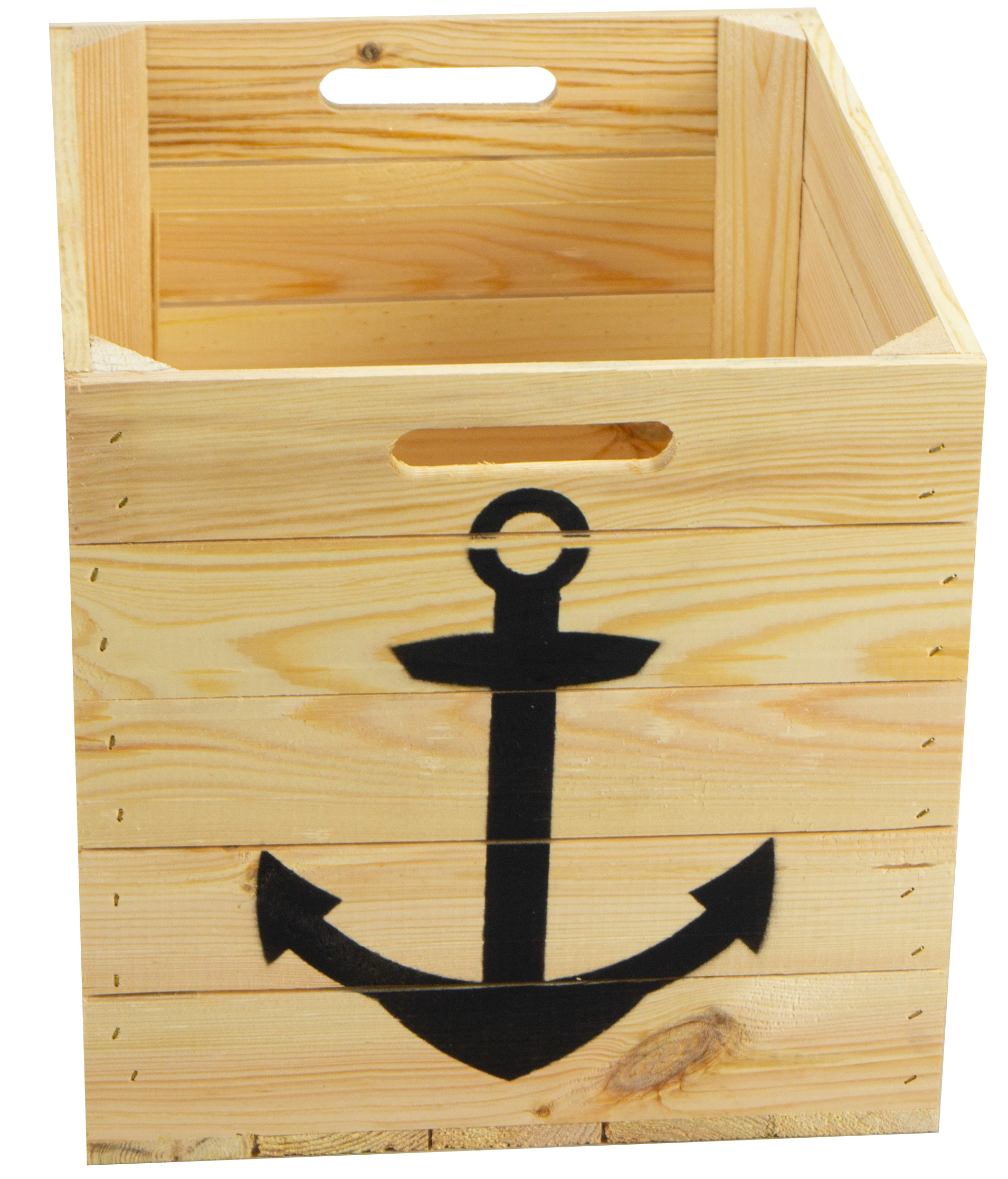 Boîte de rangement naturelle avec ancre noire convenant aux étagères Kallax et Expedit