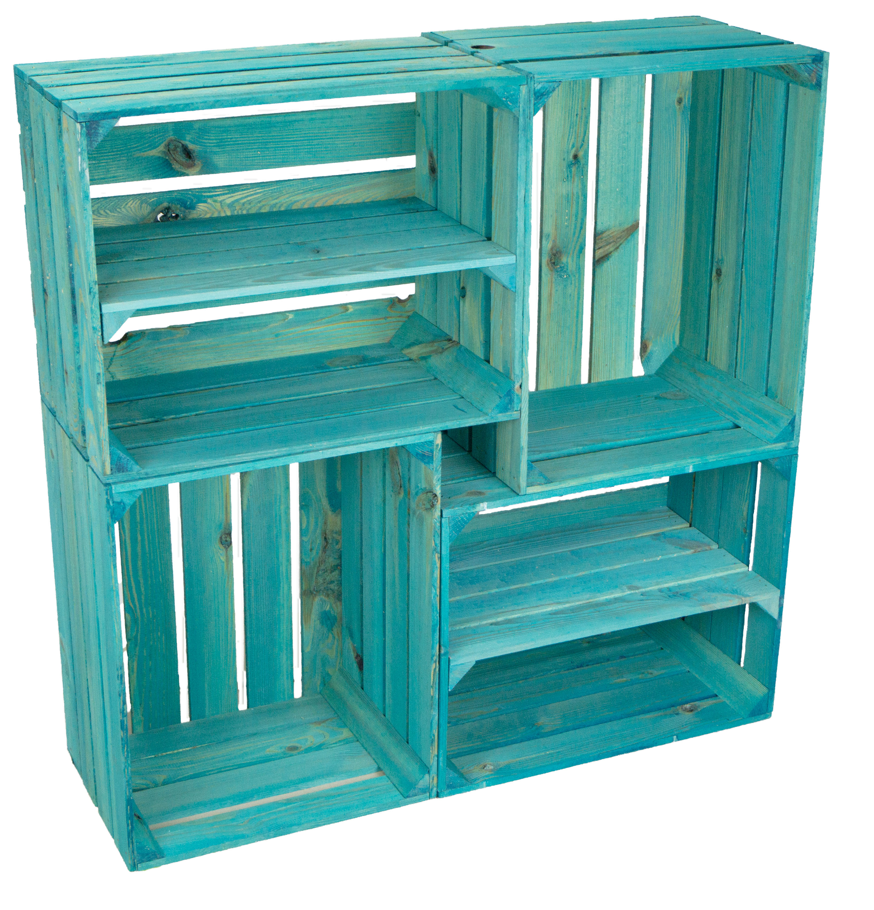 set de 4 boîtes de fruits "Johanna"  mélange turquoise turquoise glacé avec turquoise longitudinale