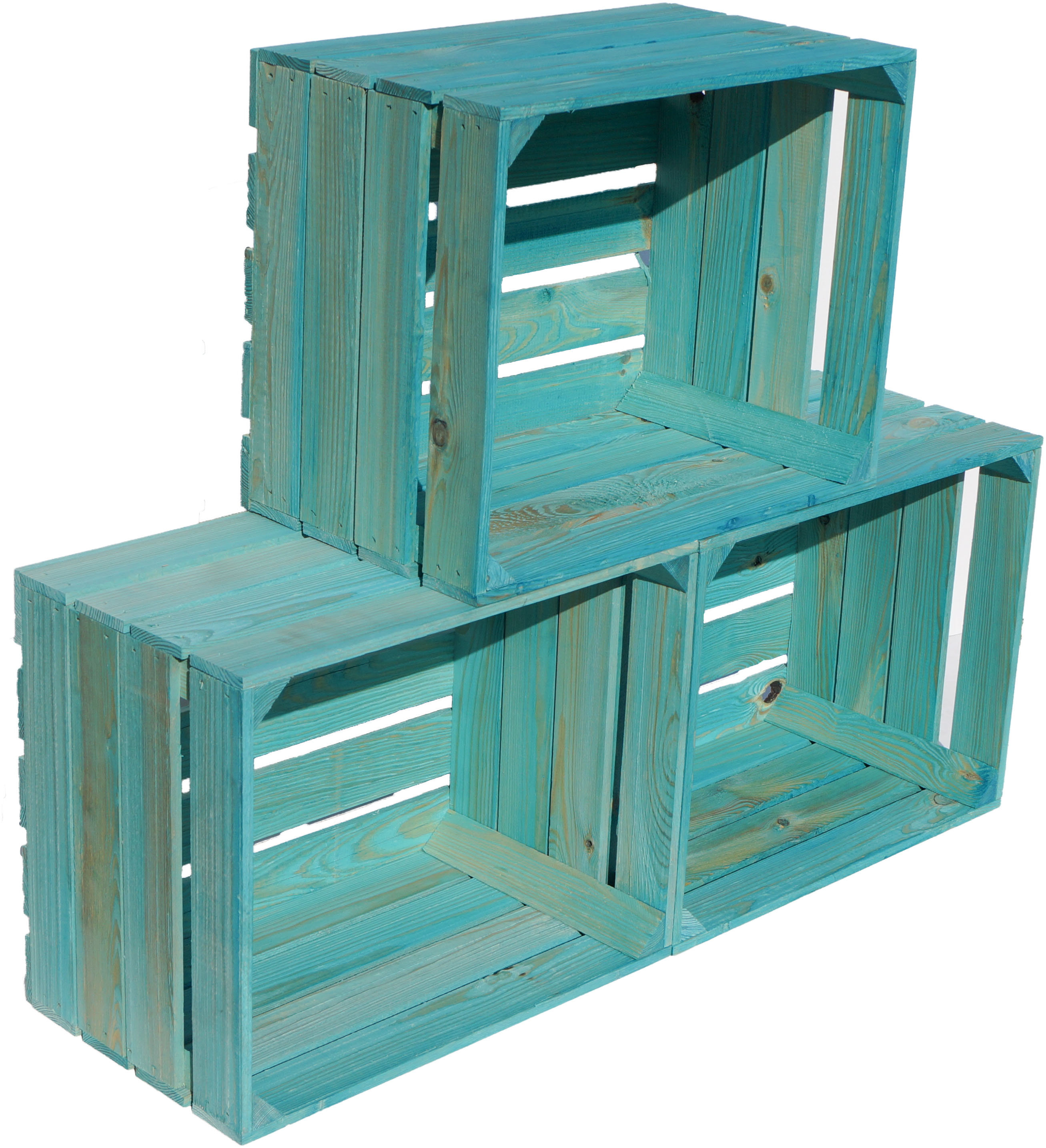 3er Set Weinkisten Johanna neu Türkis