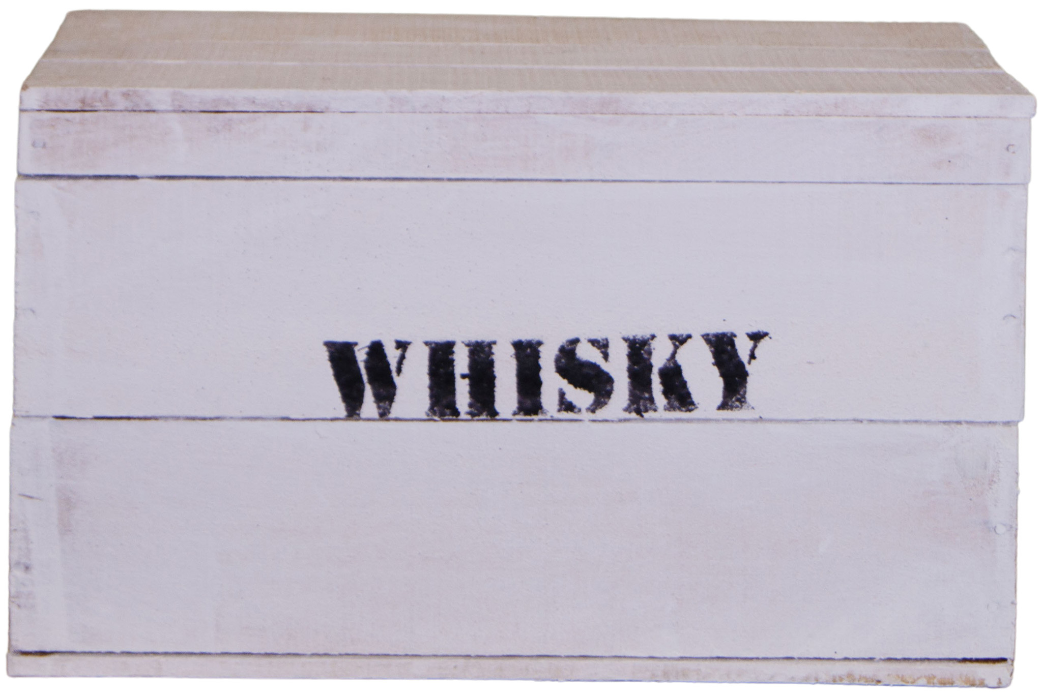 alte Holztruhe weiß Whisky mit Deckel in verschiedenen Grössen M