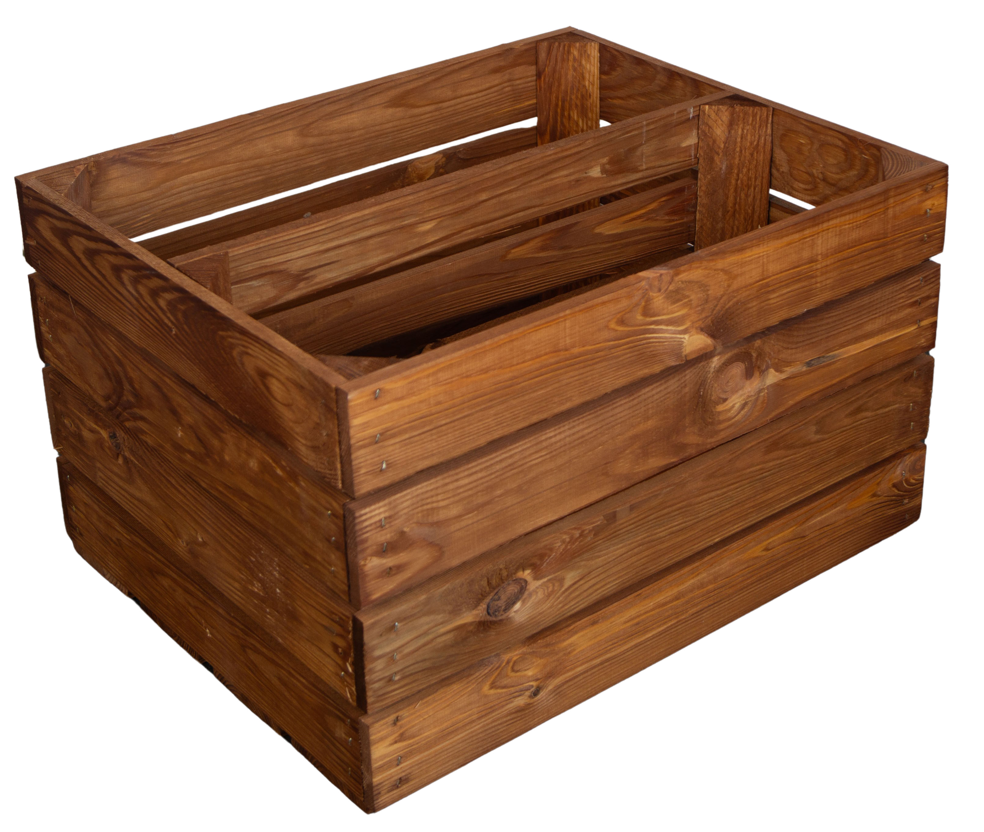 2er Set Holzkiste "Johanna" mit Mittelbrett längs lasiert in ocker 50x40x30cm Schuhregal Holzkiste Weinkiste Apfelkiste Regalkiste