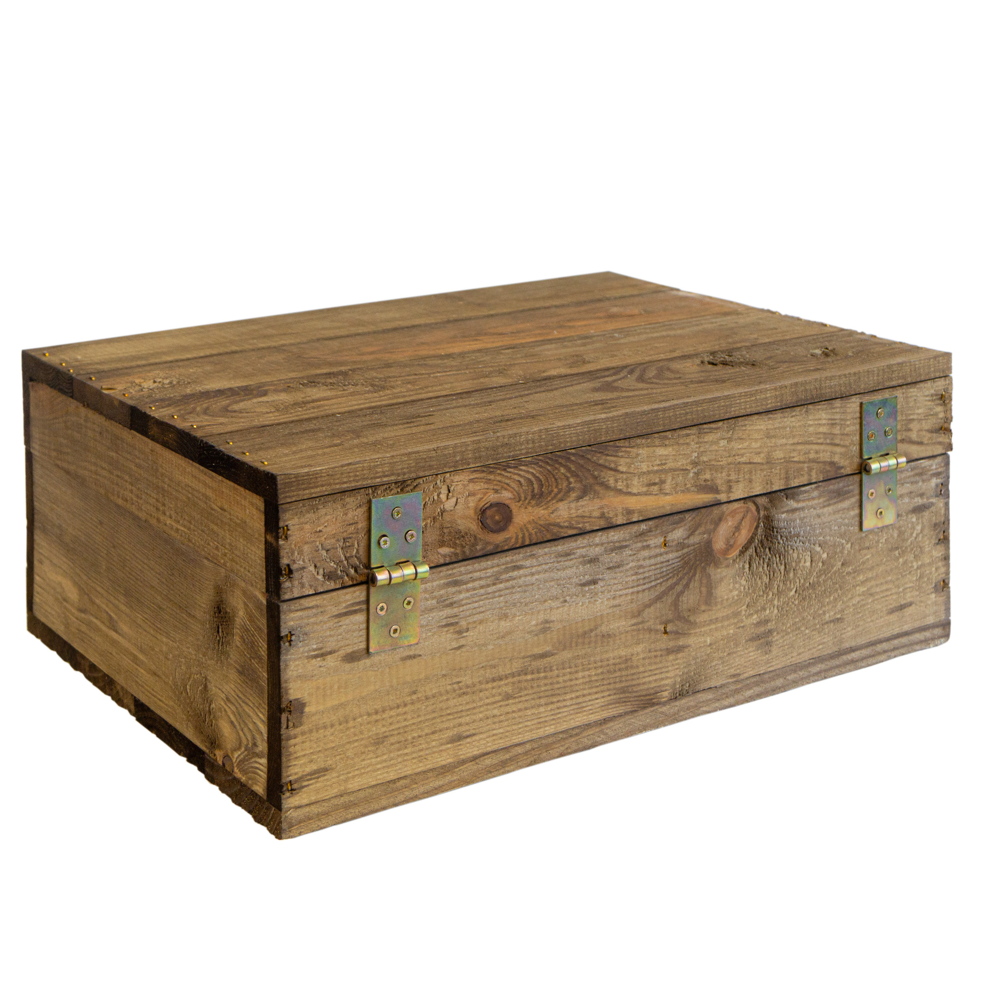 Rustikale Holztruhe mit Löwenkopfgriff – 40 x 30 x 16 cm | Schatztruhe aus Massivholz Palisander