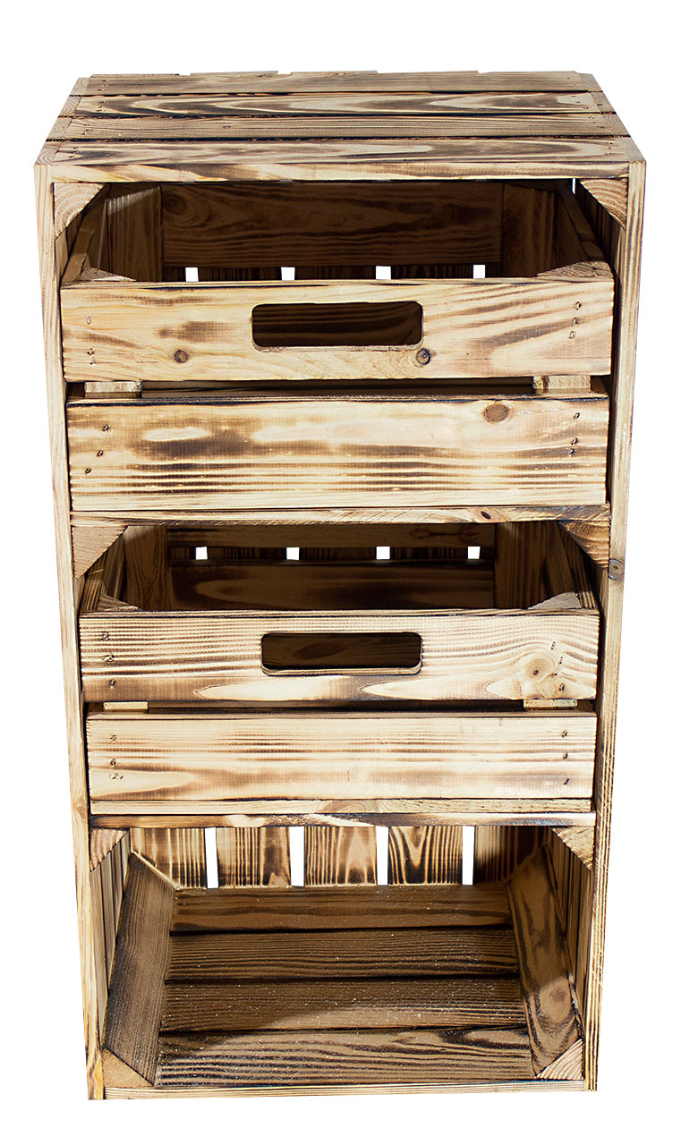 Regalkiste "Willi" in geflammt mit zwei Schubladen 68x40x31
