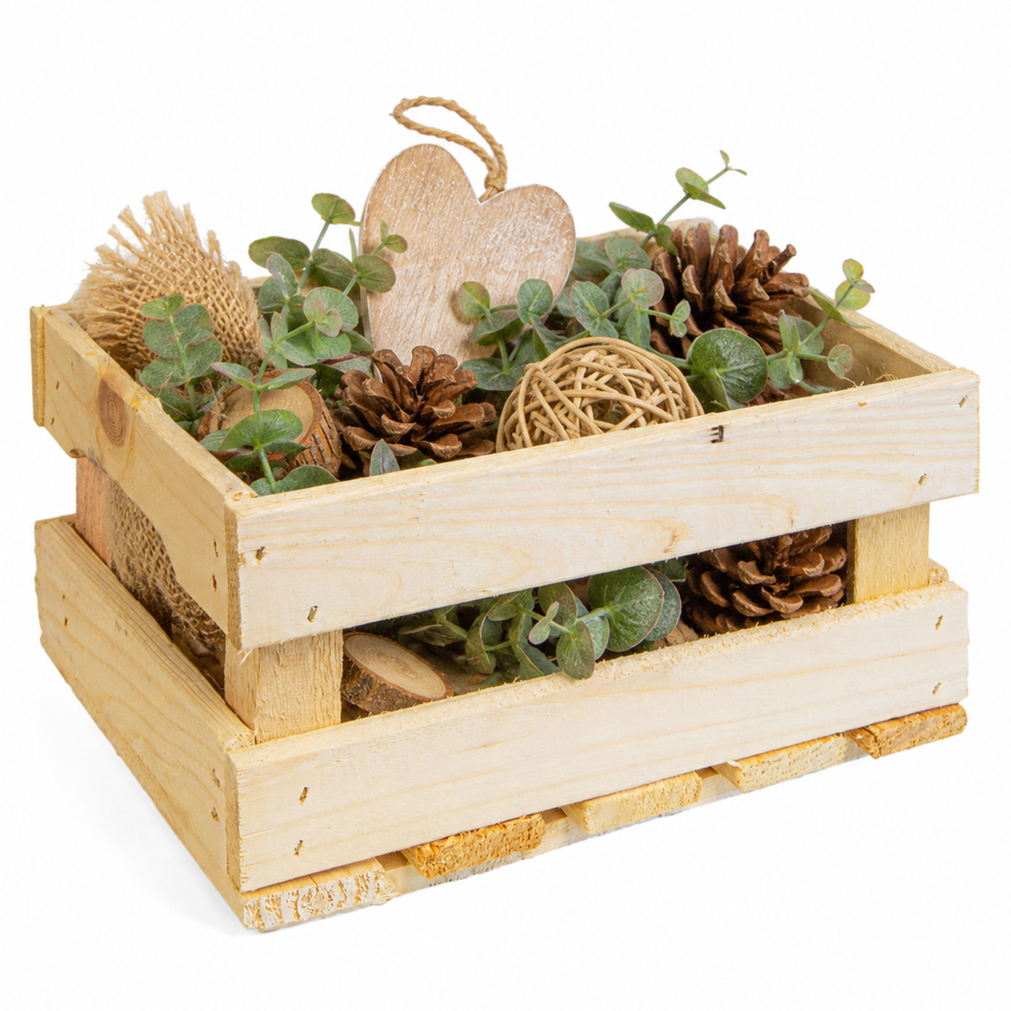 Holzkiste HENNE – Dekorative Aufbewahrungskiste aus Holz in Natur oder geflammt | 30 x 20 x 15 cm Natur