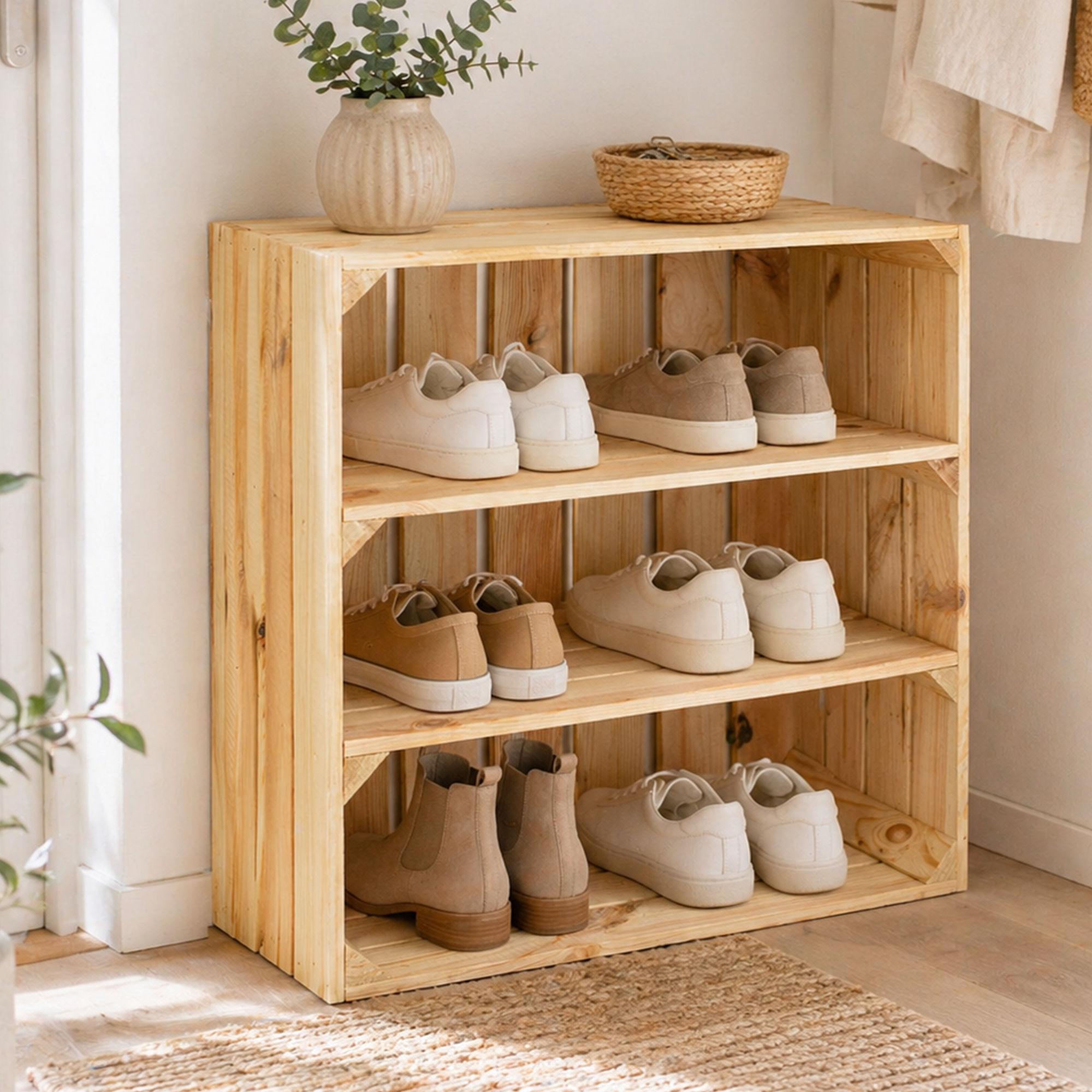 Holzkiste Regal Tamme 55x55x30 cm – Massivholz Kistenregal für stilvolle Aufbewahrung