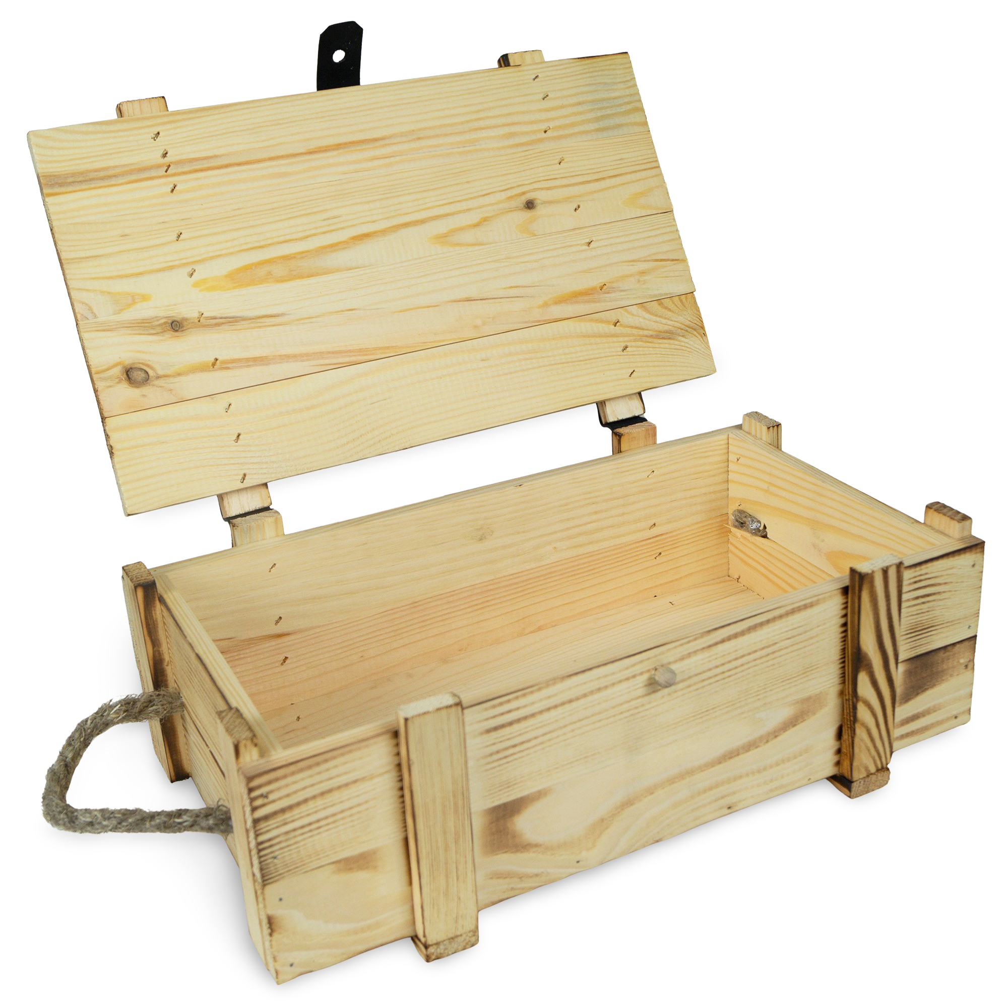 Caisse à Vin 2er Flammé Incl. Laine de Bois Caisse Décorative Hochzeitskiste